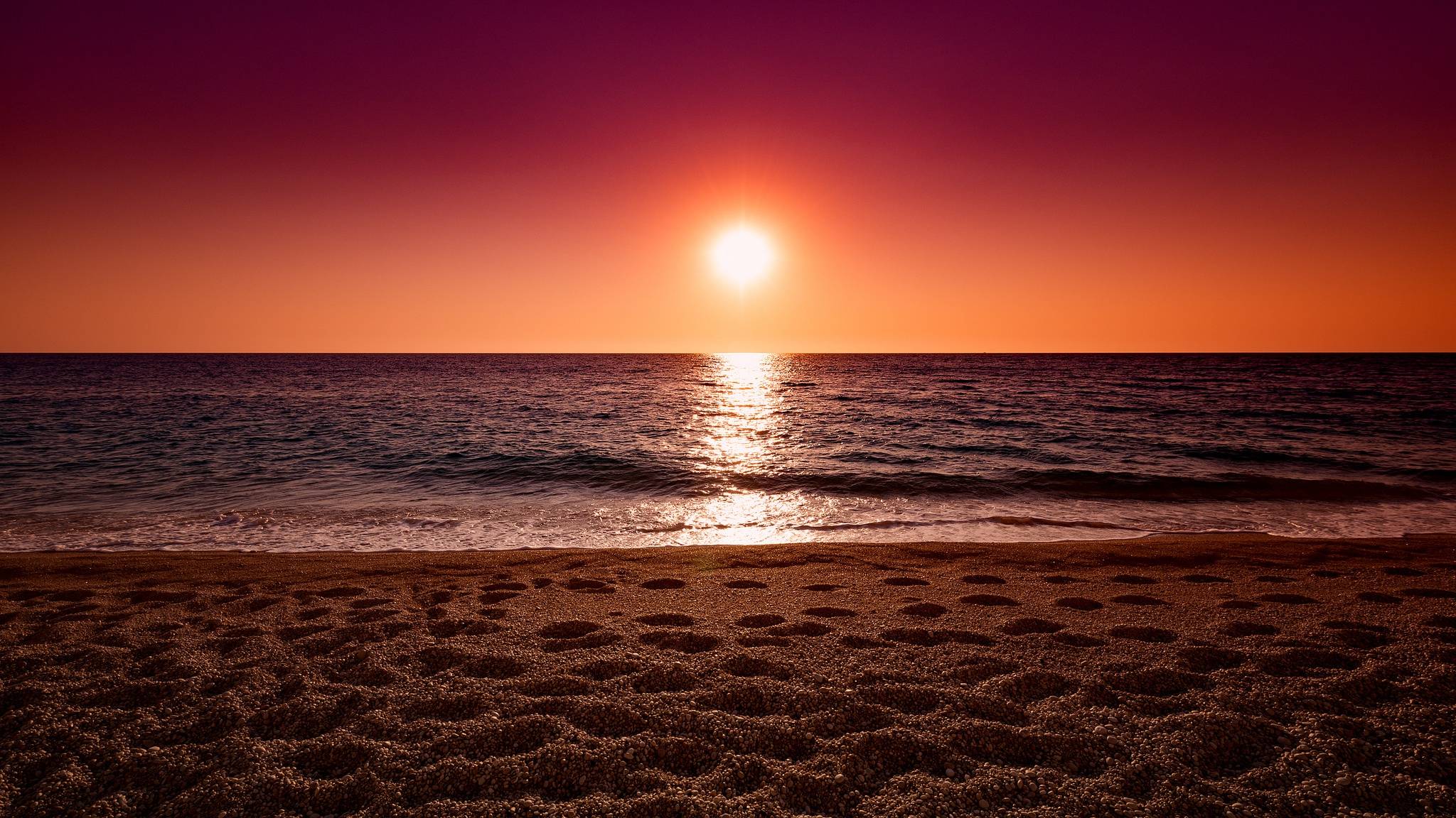 2048x1152 wallpaper,sky,horizon,body of water,sea,sunset