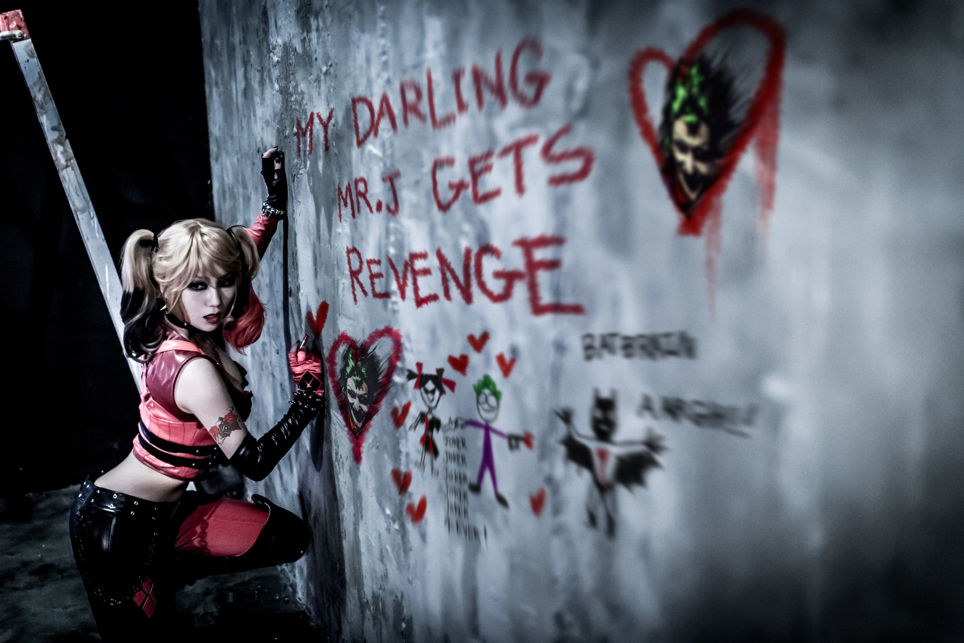 harley quinn wallpaper,art,fictional character,photography,street art,graphic design