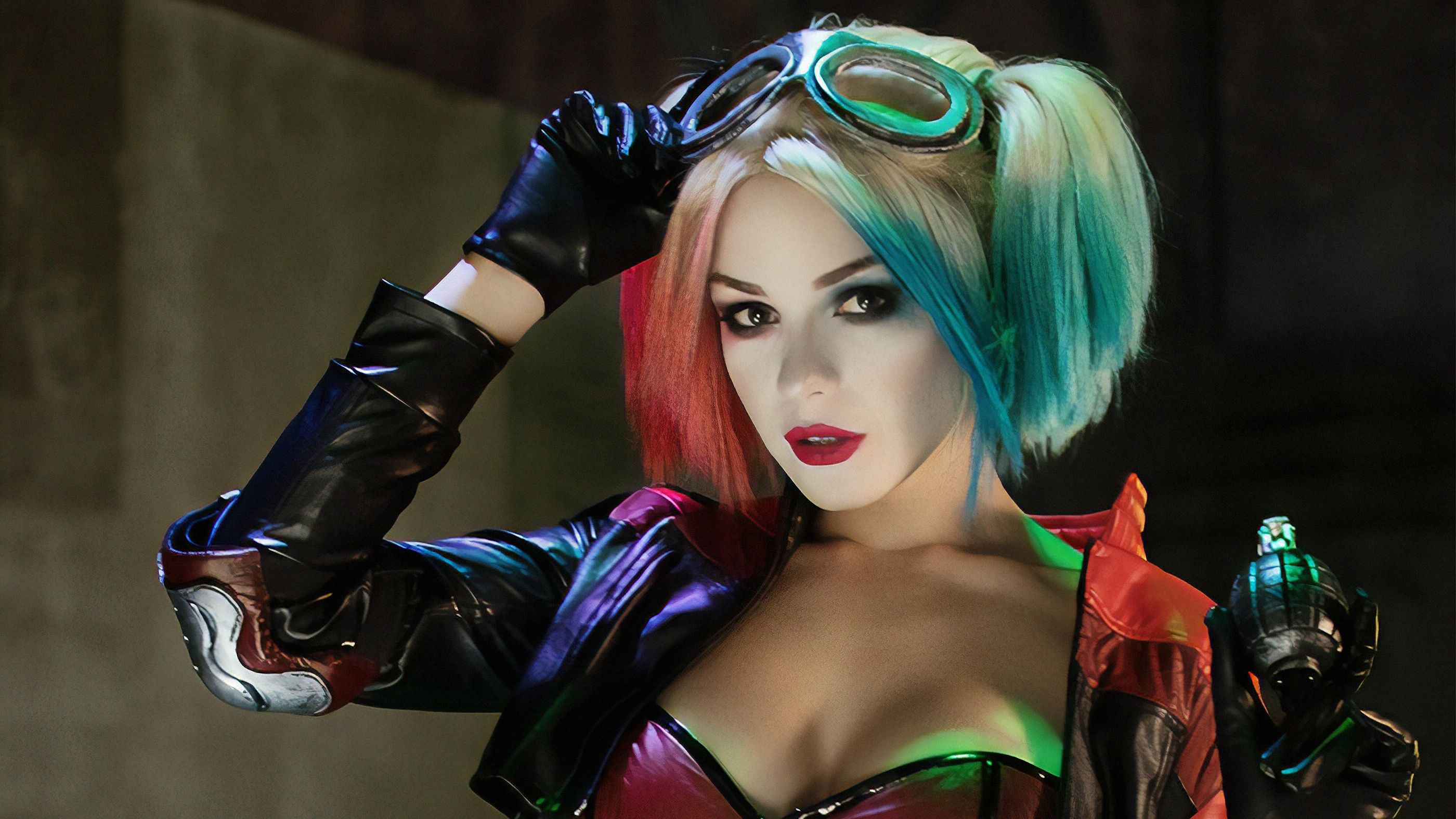 fondo de pantalla de harley quinn,supervillano,personaje de ficción,cosplay,ropa de latex,disfraz