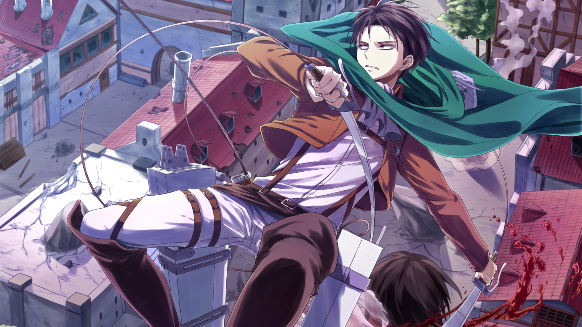 attack on titan wallpaper,anime,cartoon,cg artwork,long hair,black hair