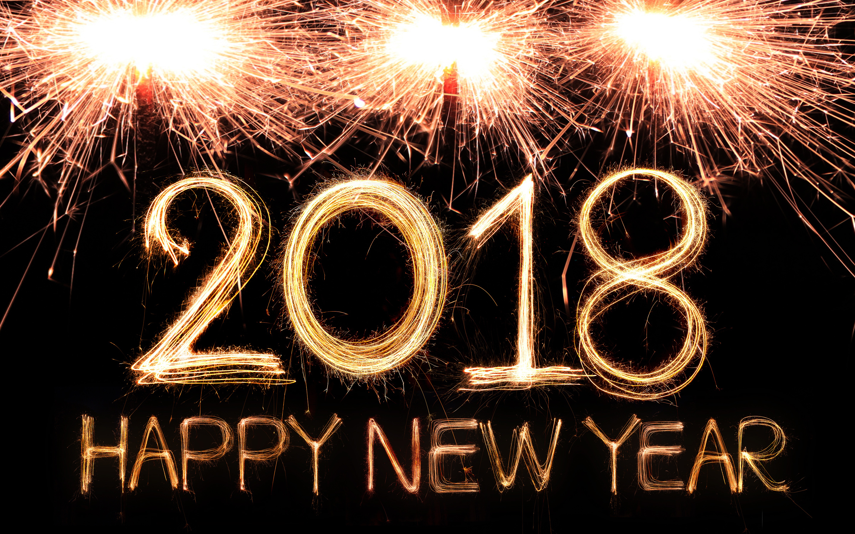 sfondi di felice anno nuovo 2018,sparkler,capodanno,testo,fuochi d'artificio,vacanza