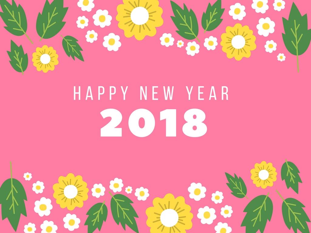 happy new year 2018 wallpapers,pink,text,plant,font,clip art