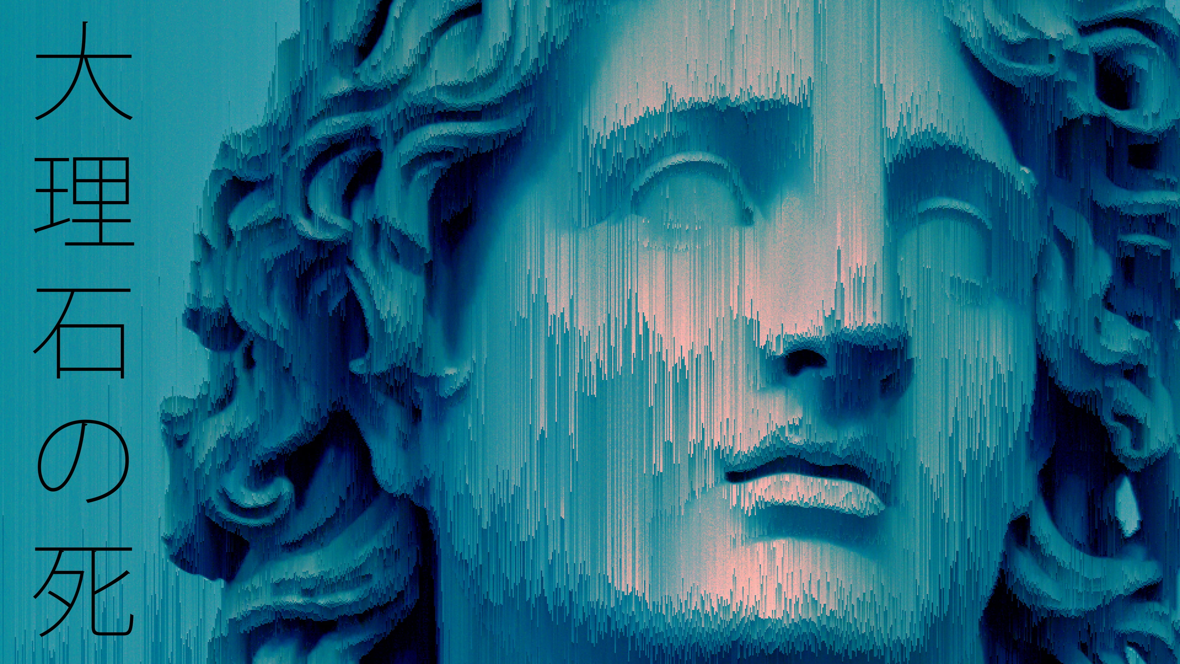 fond d'écran vaporwave,visage,bleu,tête,turquoise,art