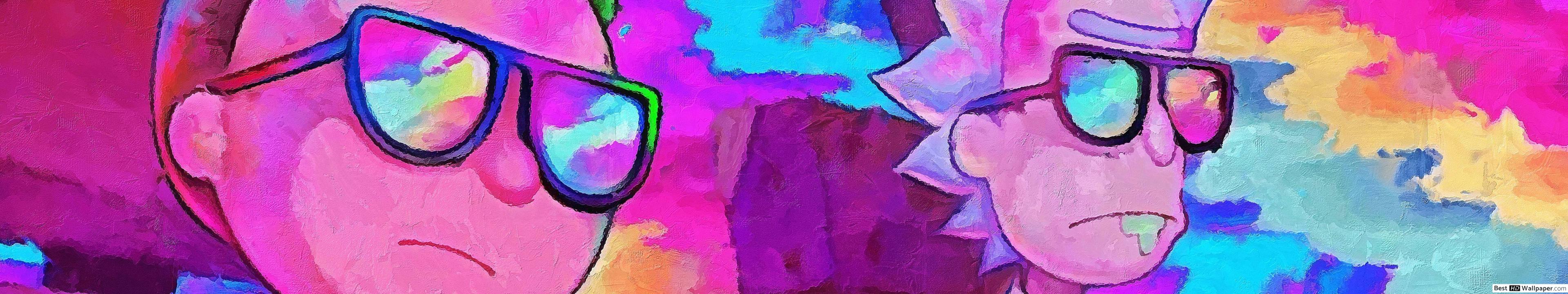 릭과 모티 벽지,보라색,제비꽃,페인트 등,현대 미술,미술