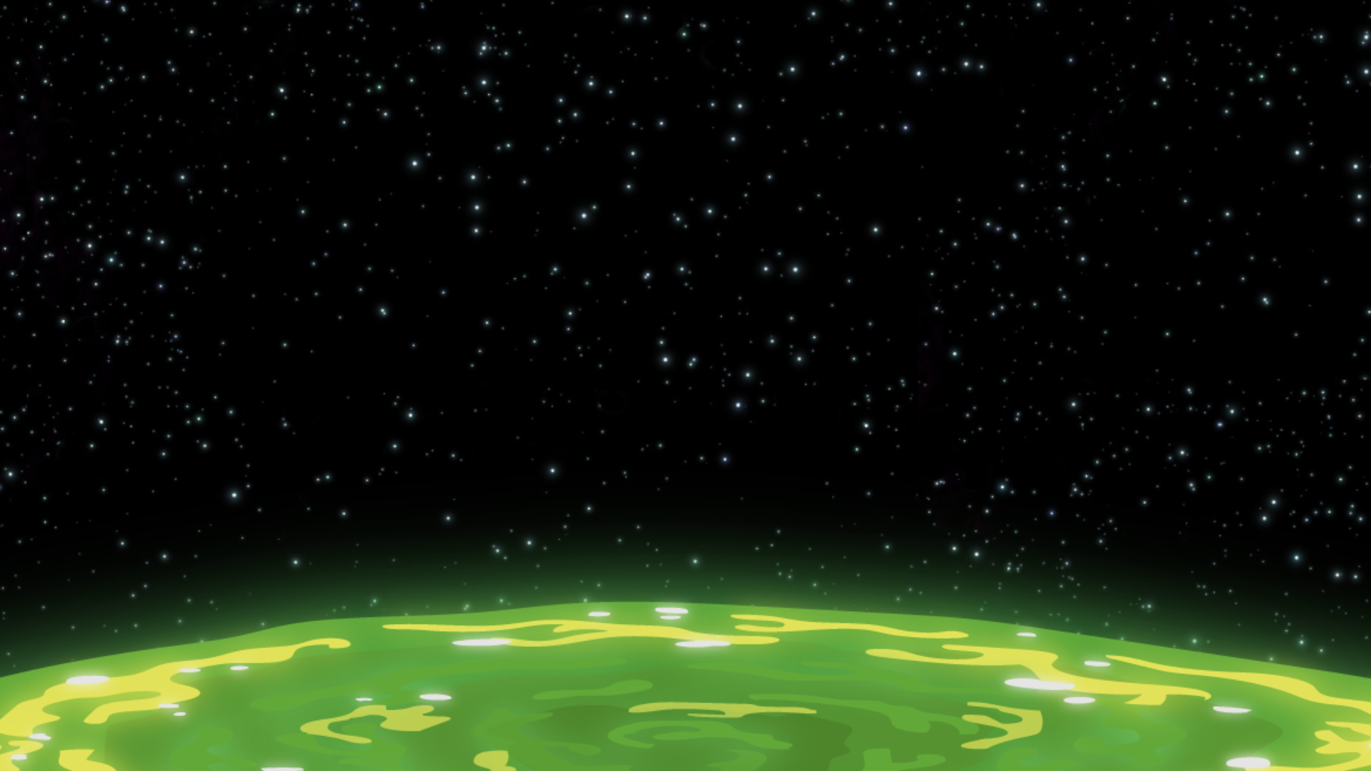 fondo de pantalla de rick and morty,atmósfera,naturaleza,verde,cielo,espacio exterior