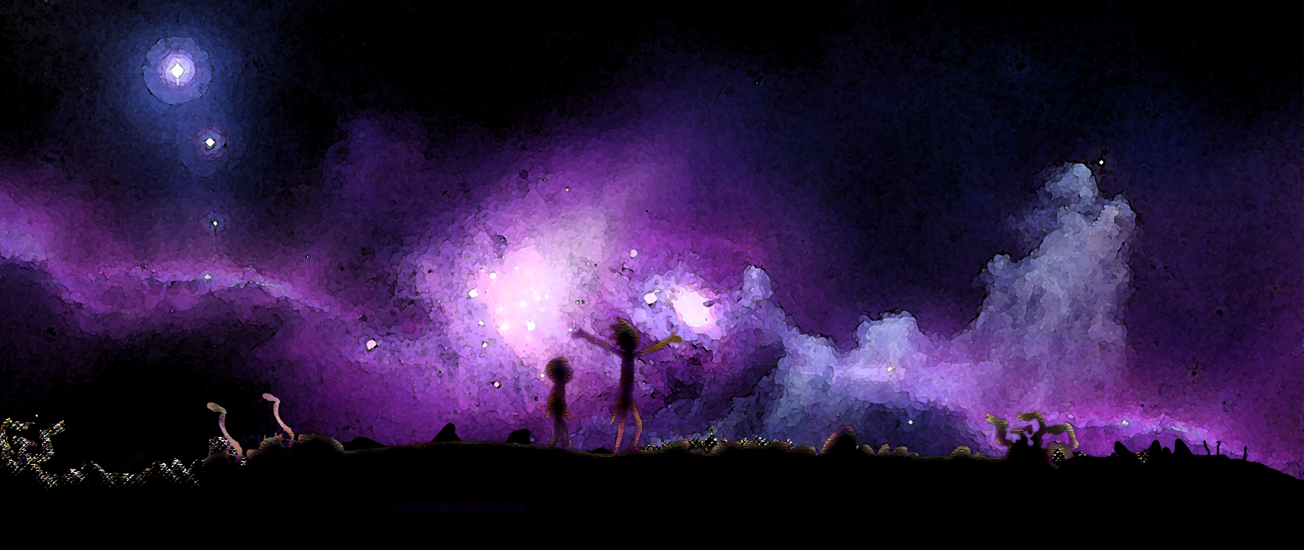 rick and morty wallpaper,sky,purple,nature,violet,darkness