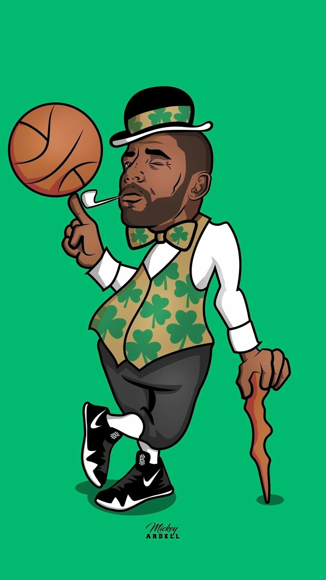 fond d'écran kyrie irving,dessin animé,vert,illustration,clipart,personnage fictif