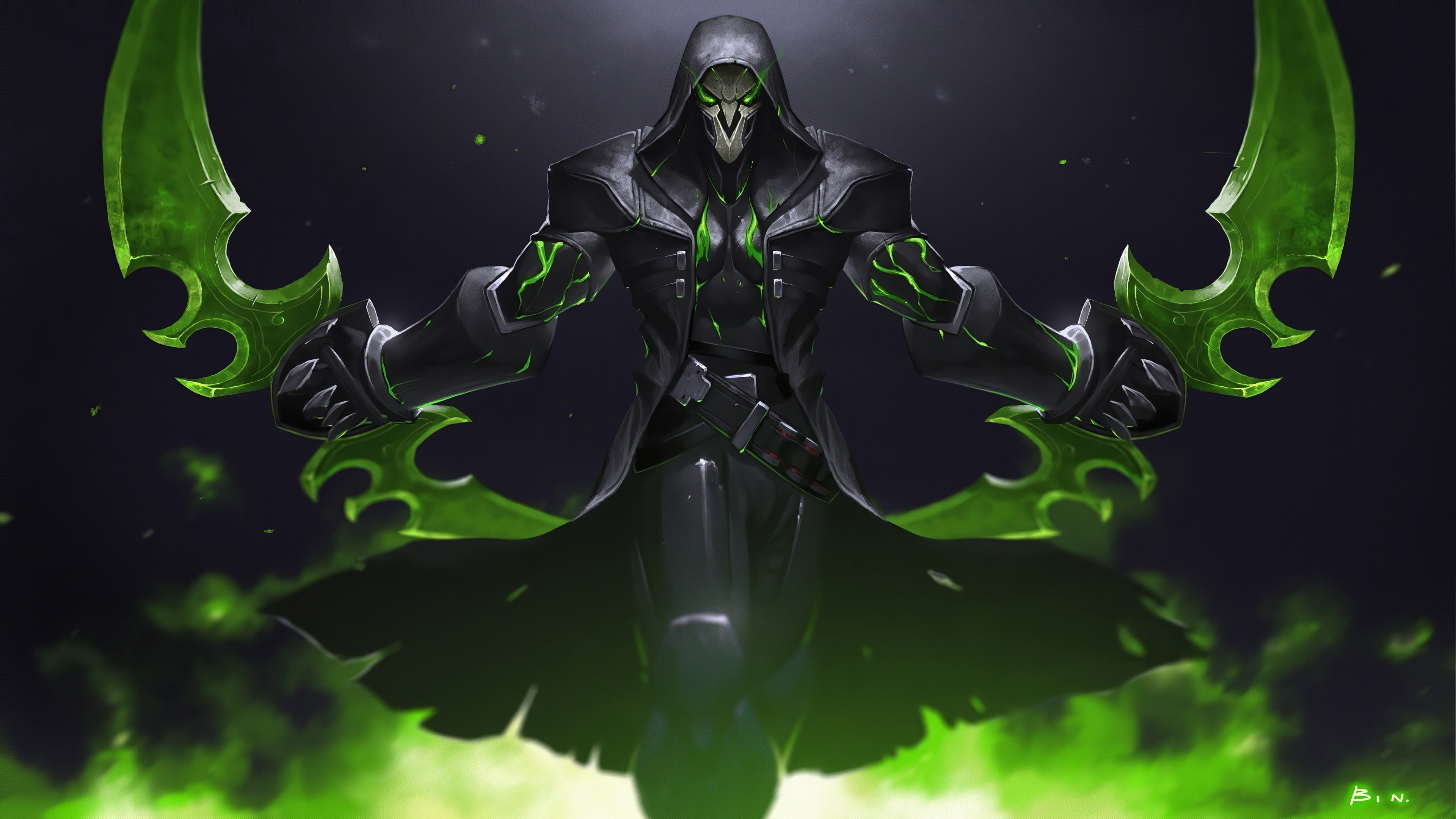 fondo de pantalla genji,verde,personaje de ficción,cg artwork,demonio,supervillano