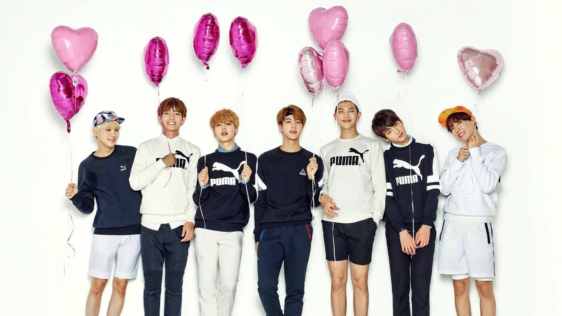 bts wallpaper hd,team,balloon