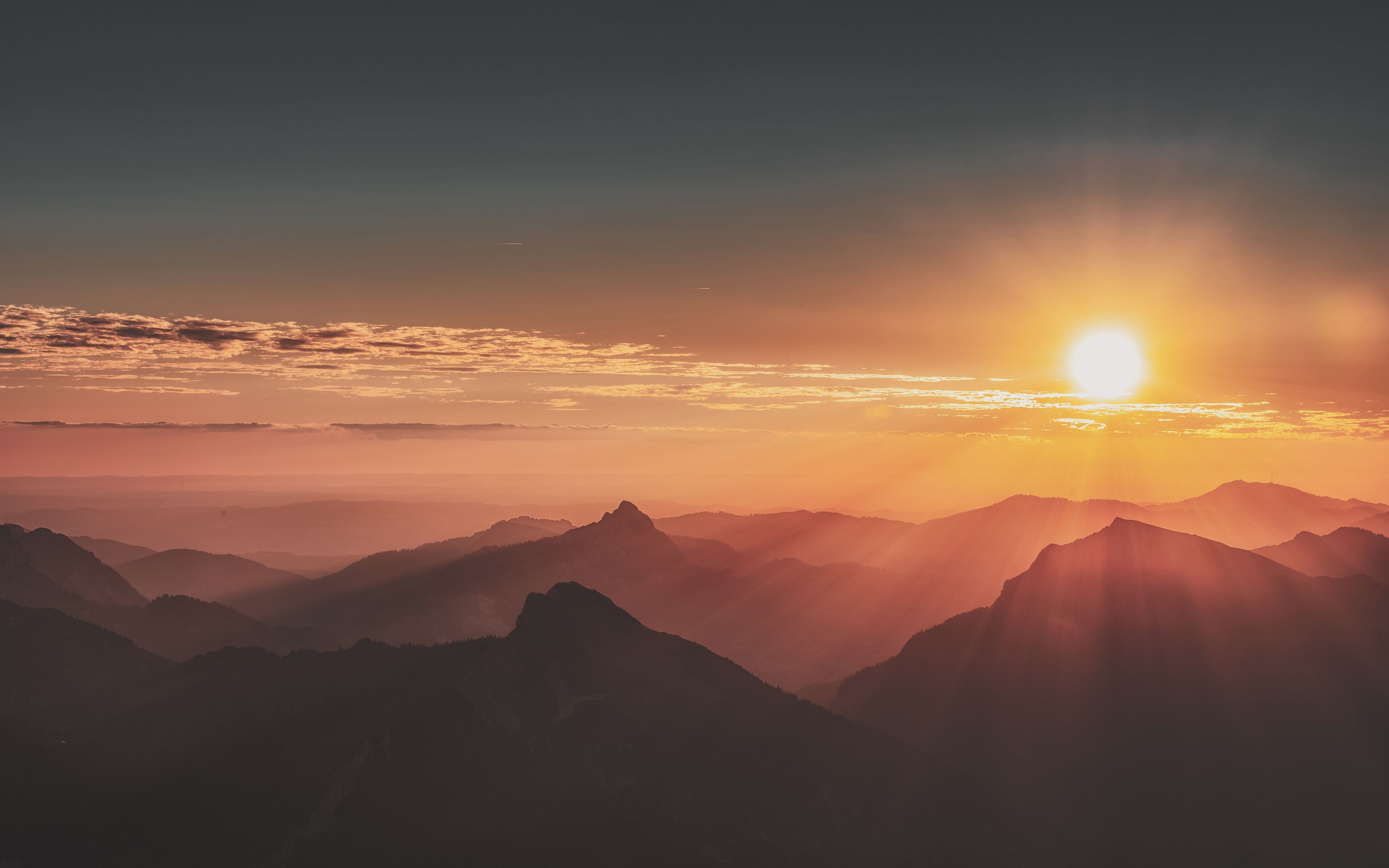 5k wallpaper,sky,mountainous landforms,mountain,sunrise,cloud