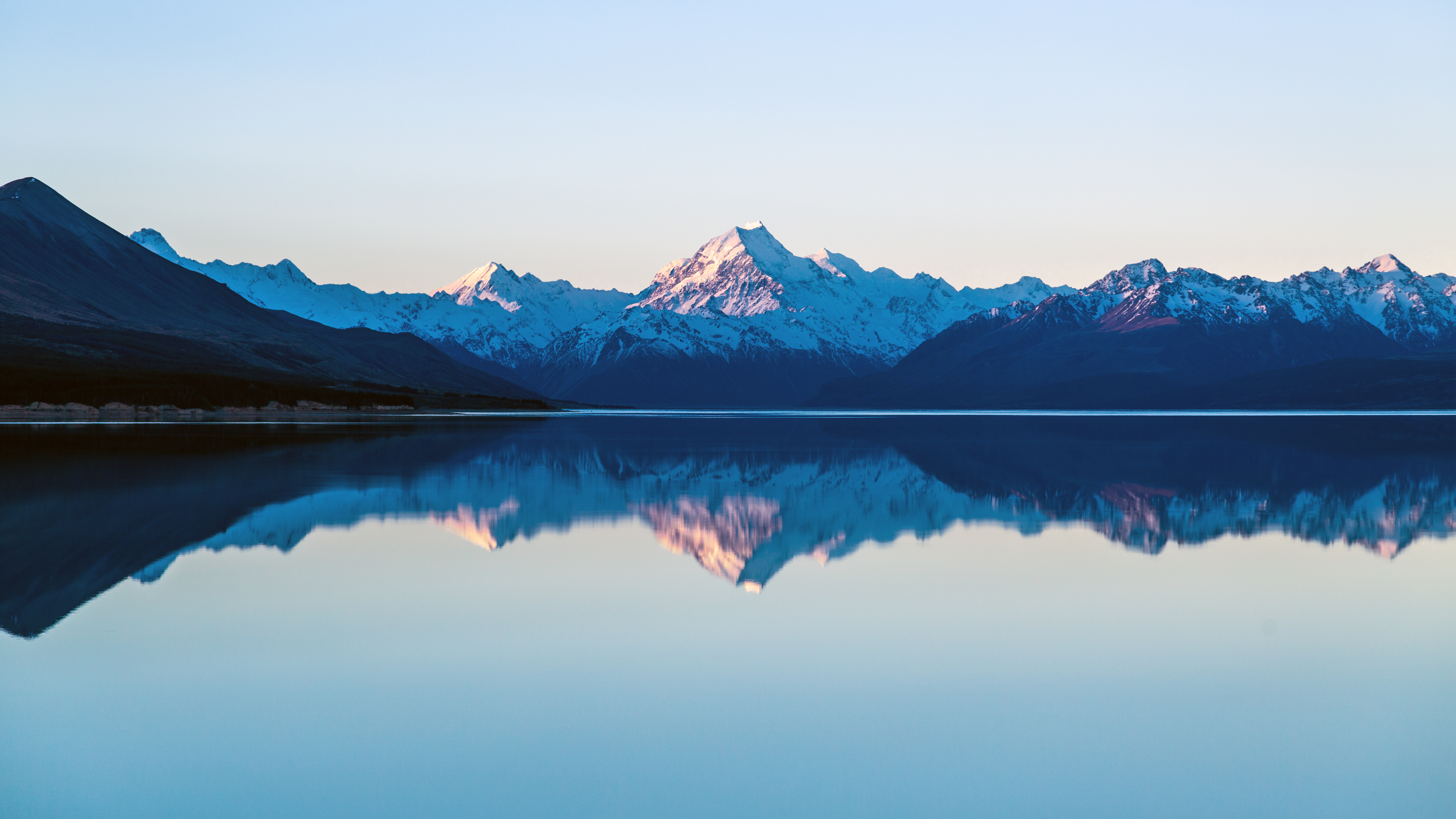 fondo de pantalla 5k,reflexión,cielo,montaña,naturaleza,azul