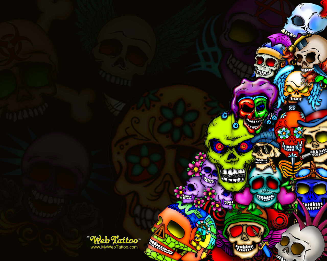 tattoo wallpaper,skull,design,psychedelic art,bone,graphic design