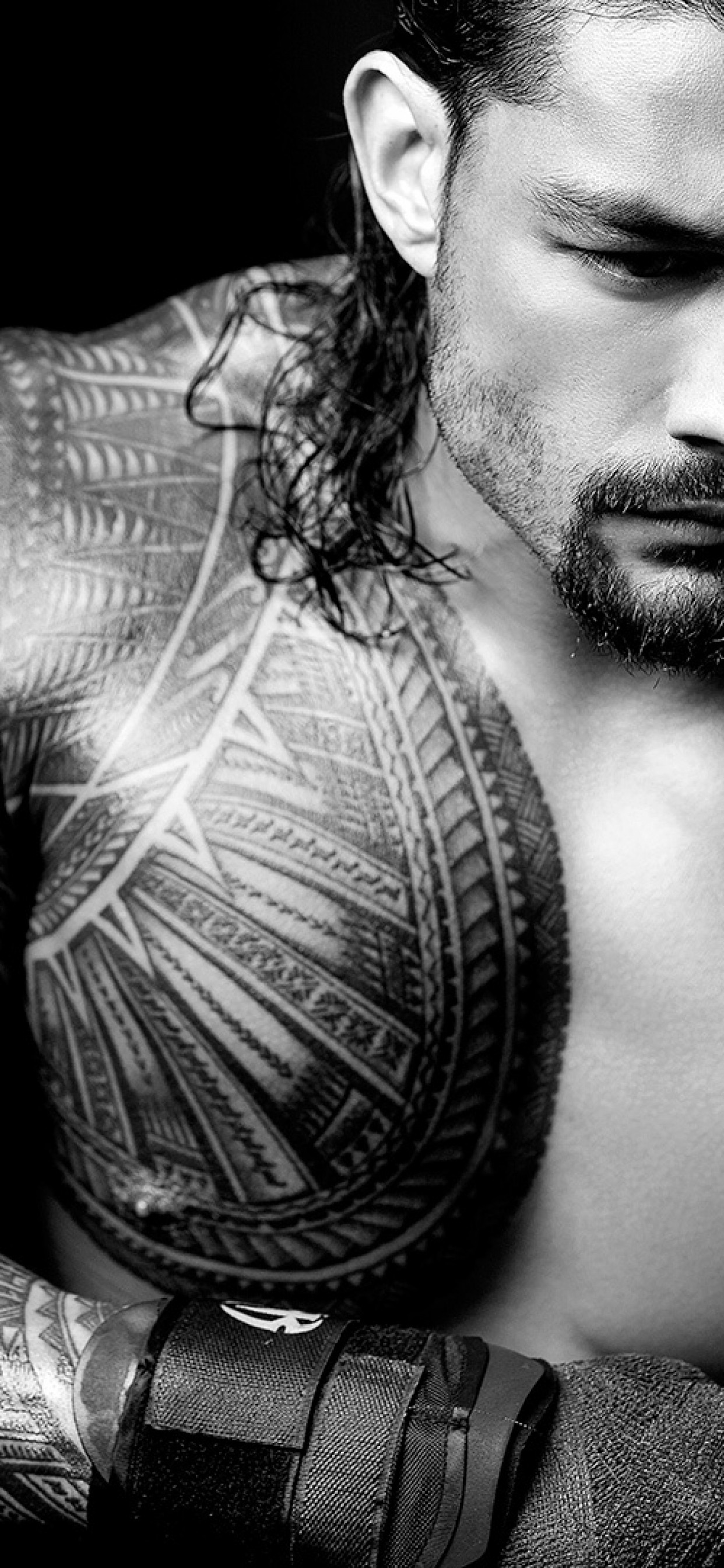 roman reigns wallpaper,facial hair,shoulder,beard,arm,black and white