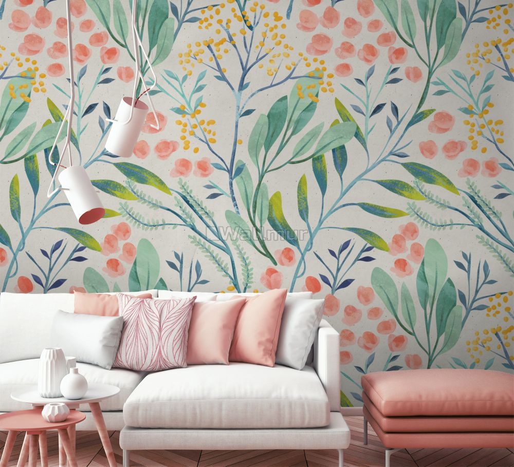 watercolor wallpaper,wallpaper,living room,leaf,room,wall