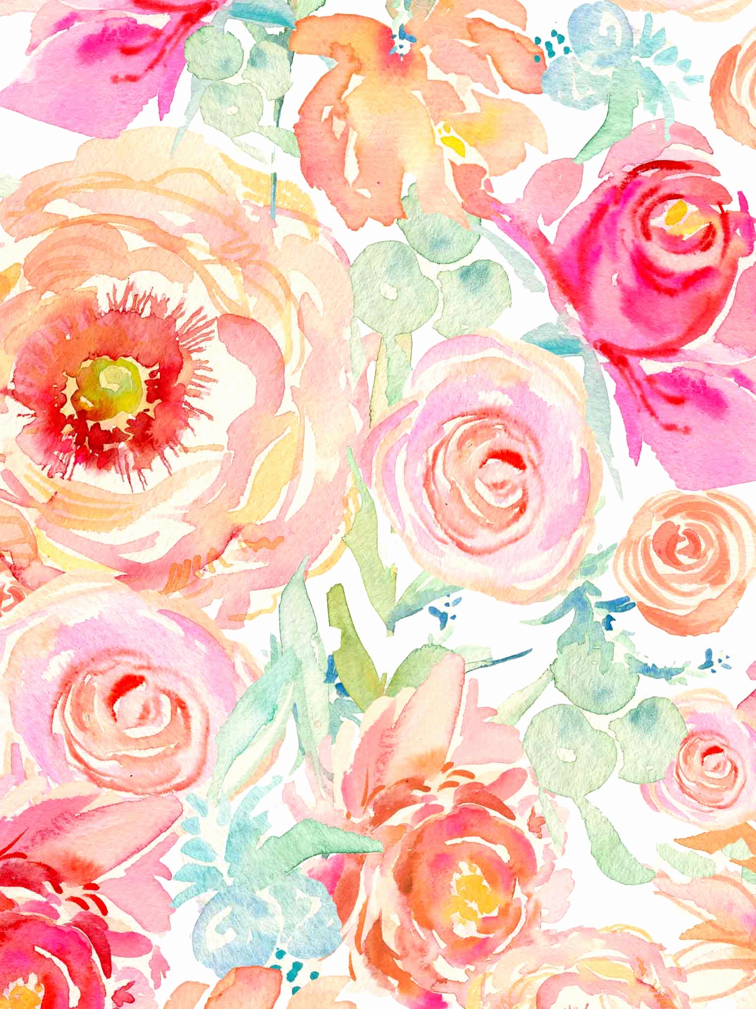 watercolor wallpaper,pink,garden roses,pattern,floral design,flower