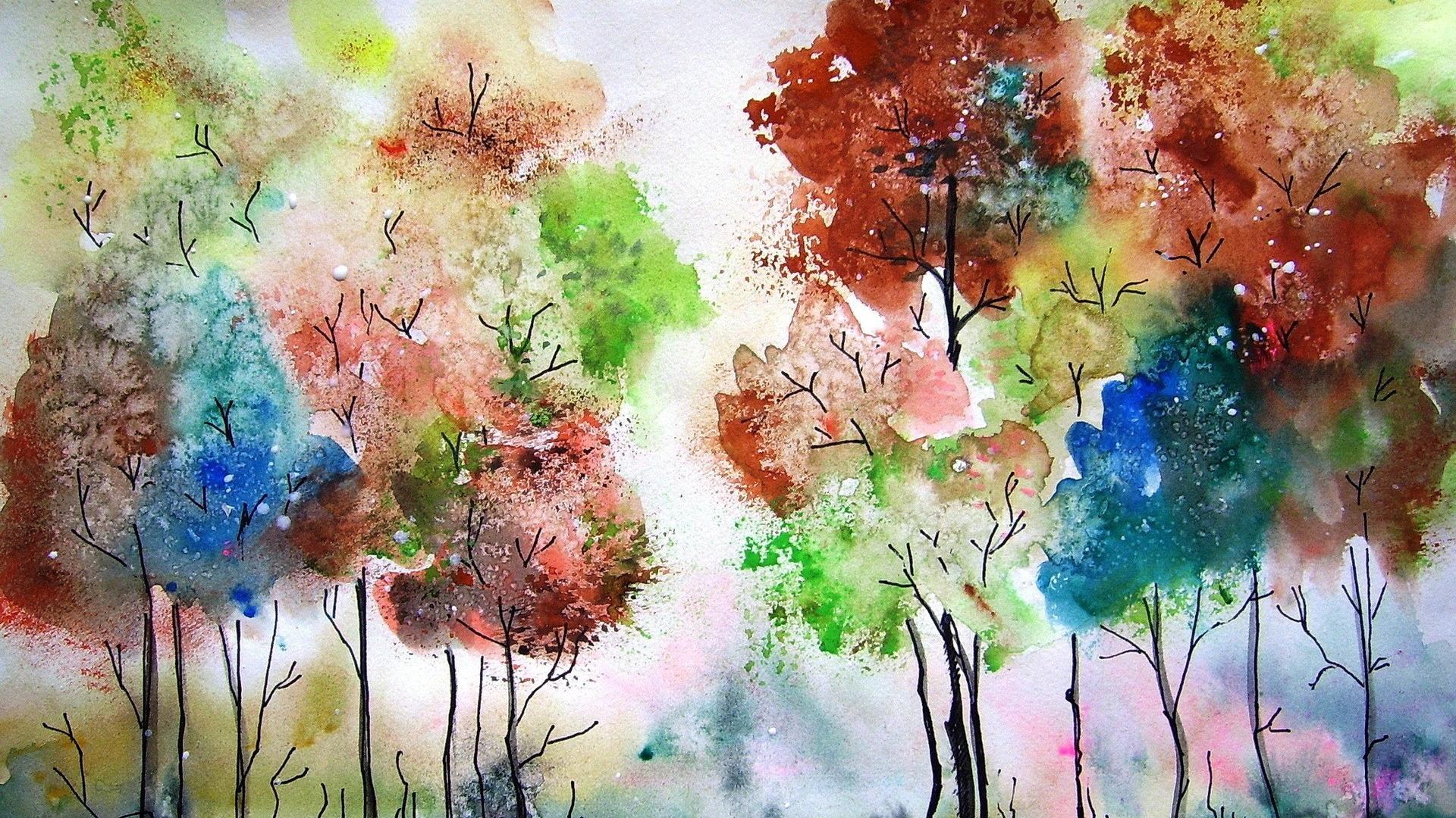 watercolor wallpaper,watercolor paint,painting,tree,acrylic paint,art