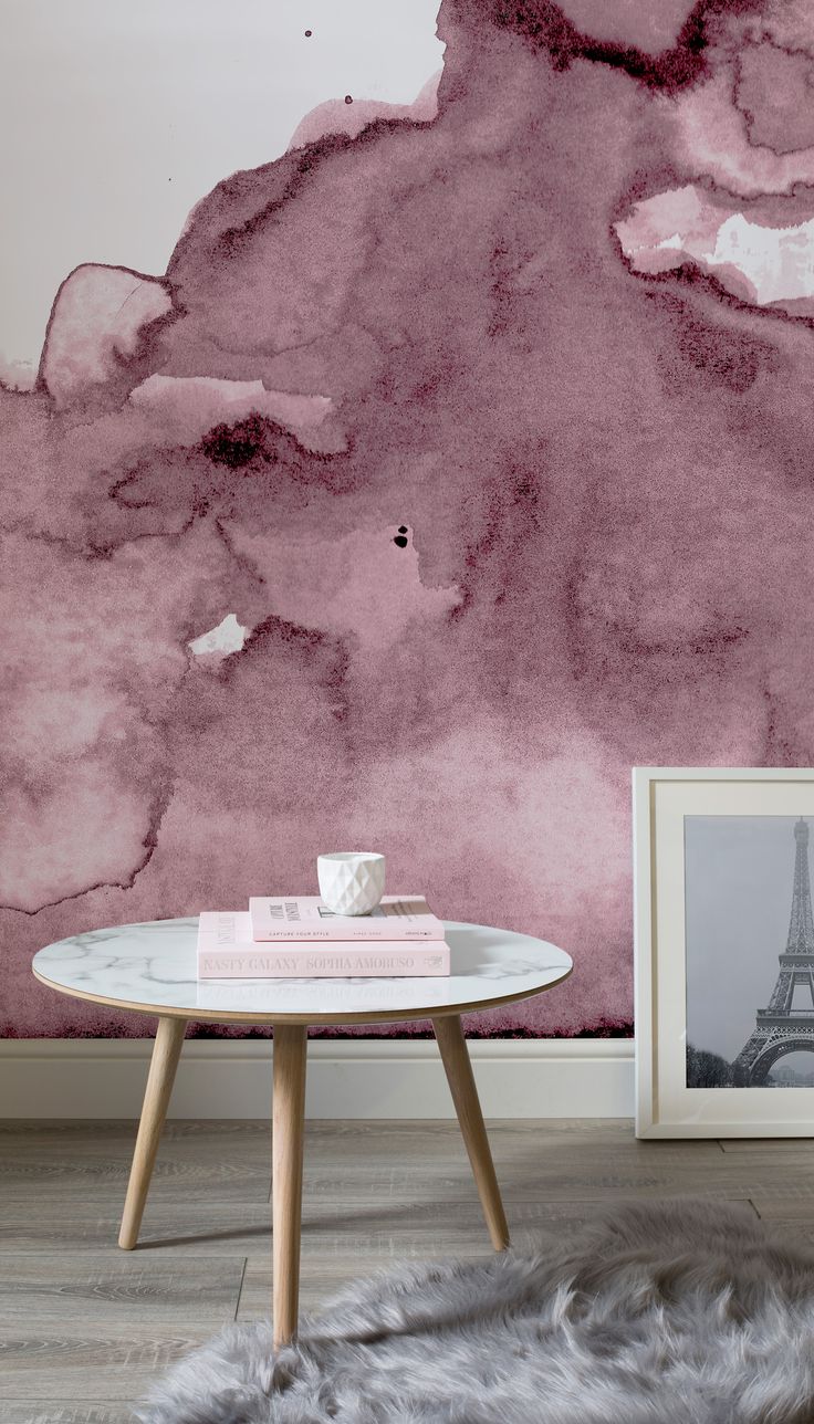 水彩画の壁紙,ピンク,テーブル,家具,壁,壁紙