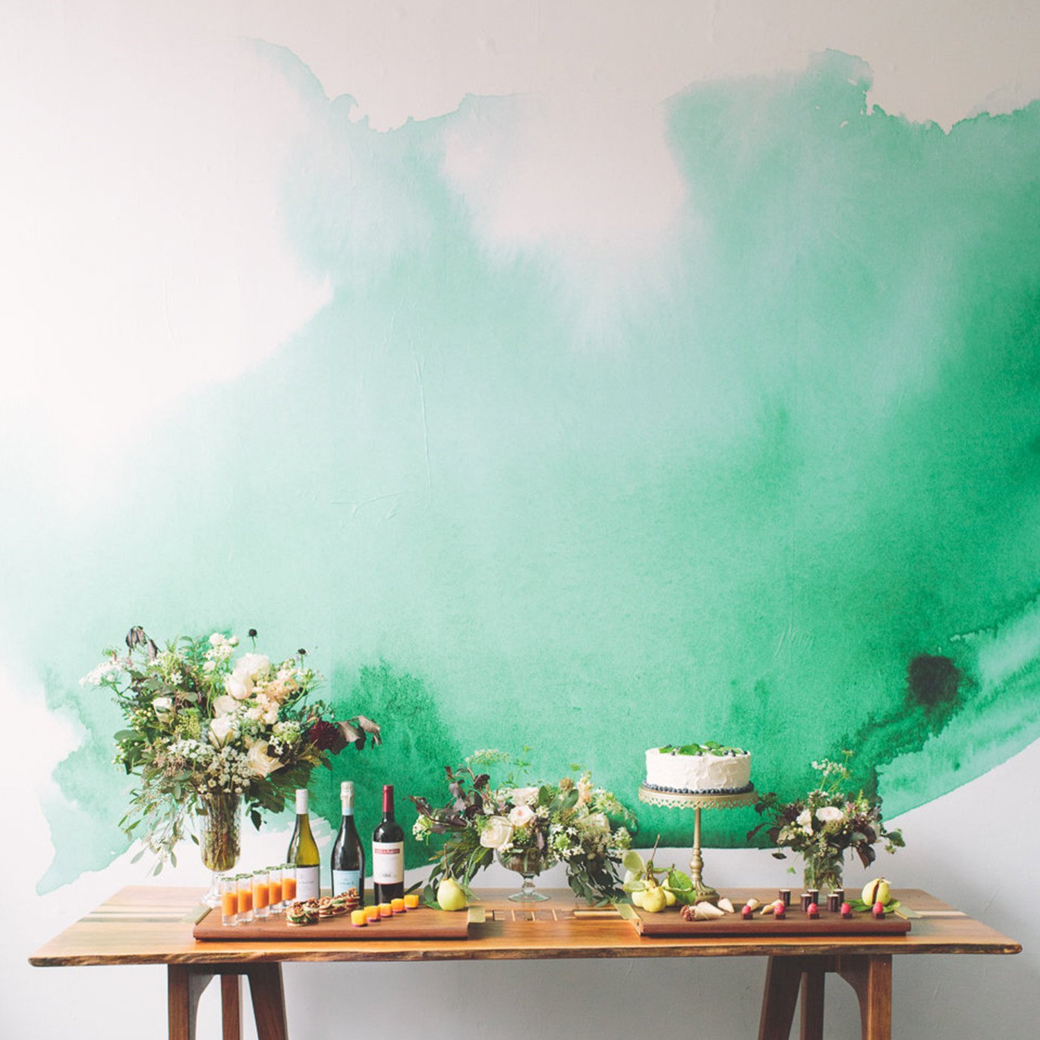 수채화 벽지,초록,터키 옥,아쿠아,물오리,벽