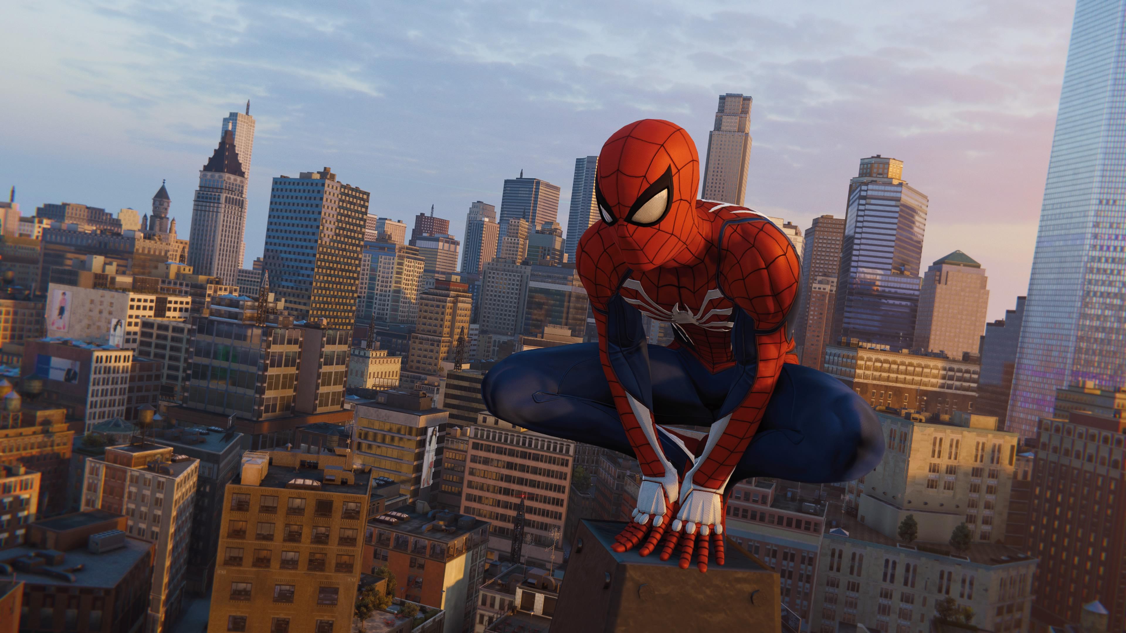 ps4 wallpaper,spider man,action adventure game,superhero,fictional character,skyscraper