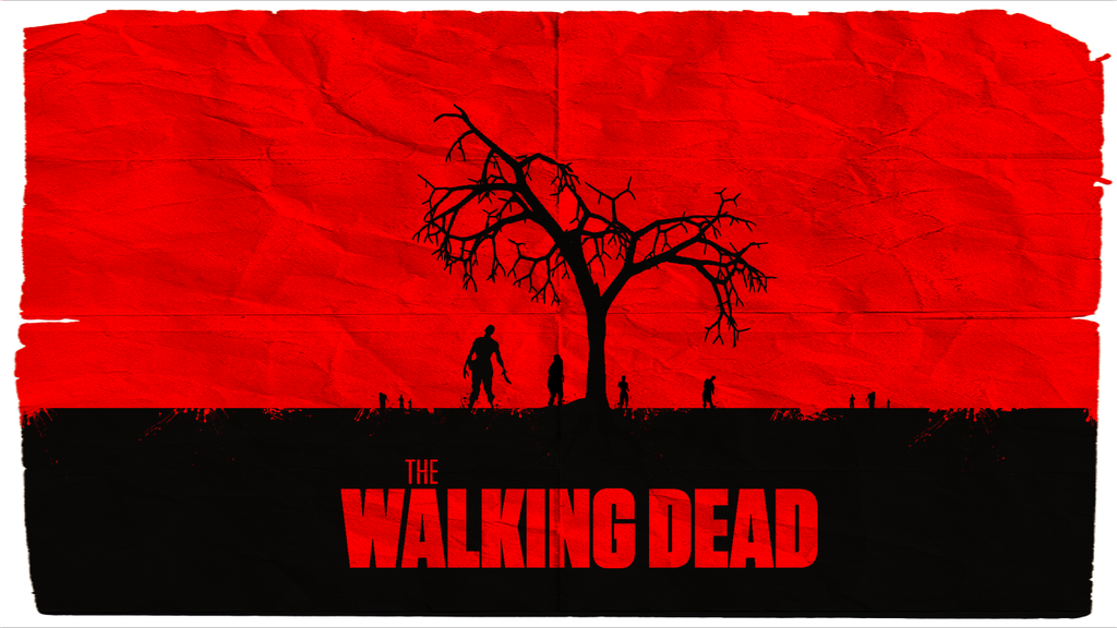 the walking dead fondo de pantalla,rojo,árbol,silueta,cielo,fuente