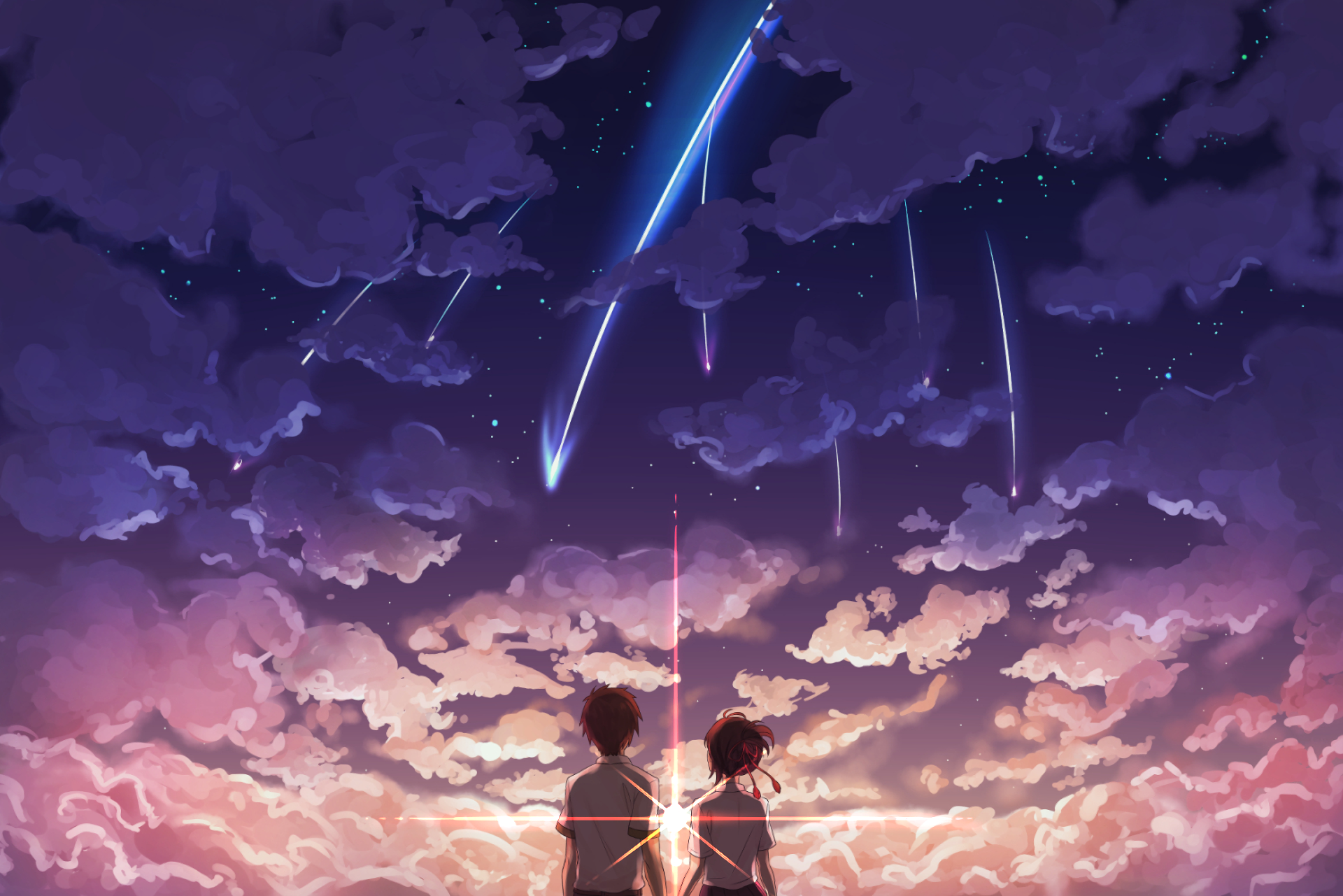 il tuo nome sfondo,cielo,viola,cg artwork,spazio,atmosfera