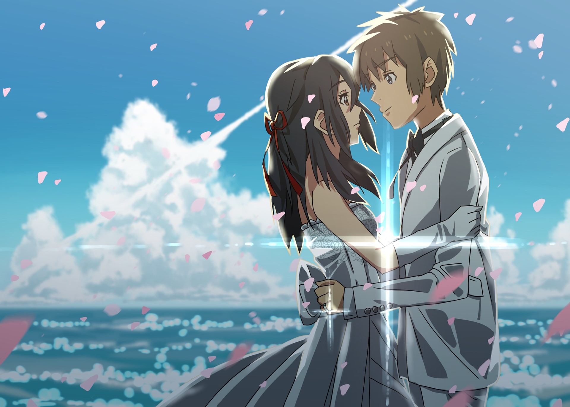 your name wallpaper,anime,cg artwork,sky,cartoon,long hair