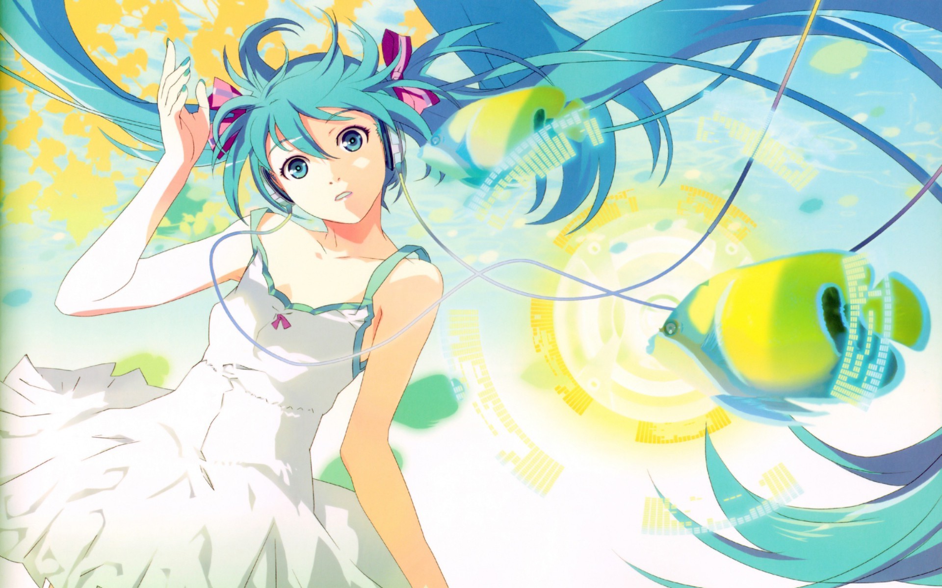 hatsune miku wallpaper,cartoon,anime,cg artwork,illustration,long hair