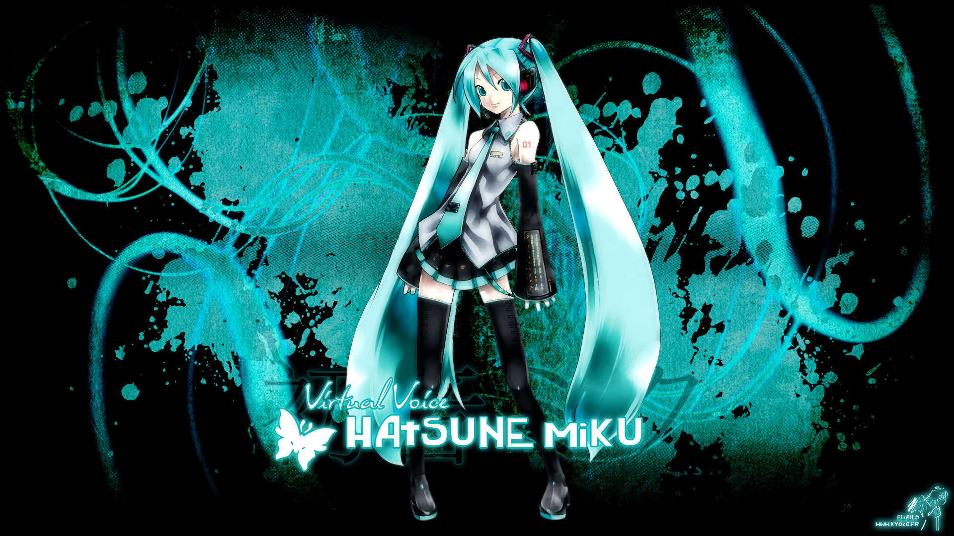hatsune miku wallpaper,cg artwork,font,graphic design,darkness,graphics