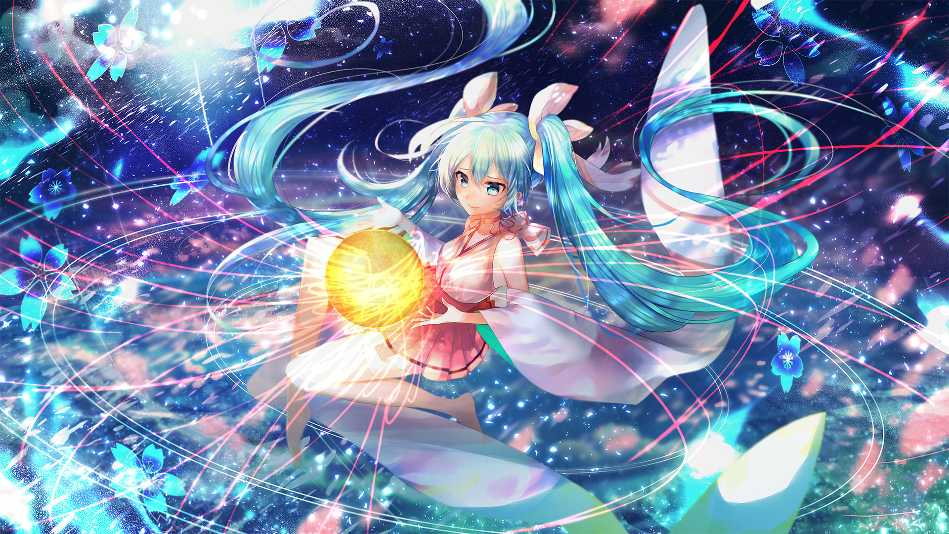 carta da parati hatsune miku,cg artwork,anime,cartone animato,personaggio fittizio,cielo