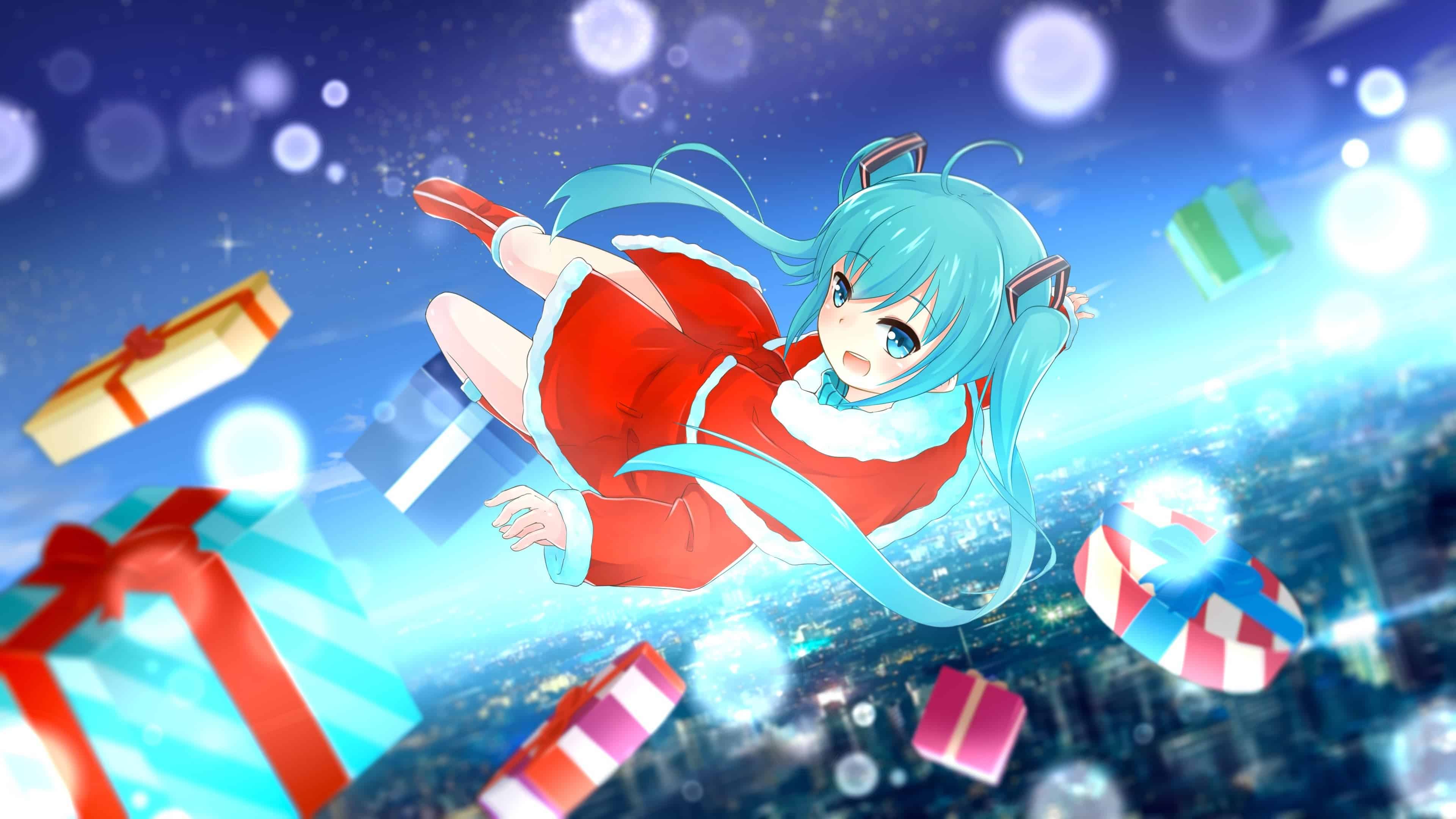 hatsune miku wallpaper,cartoon,sky,anime,fictional character,illustration