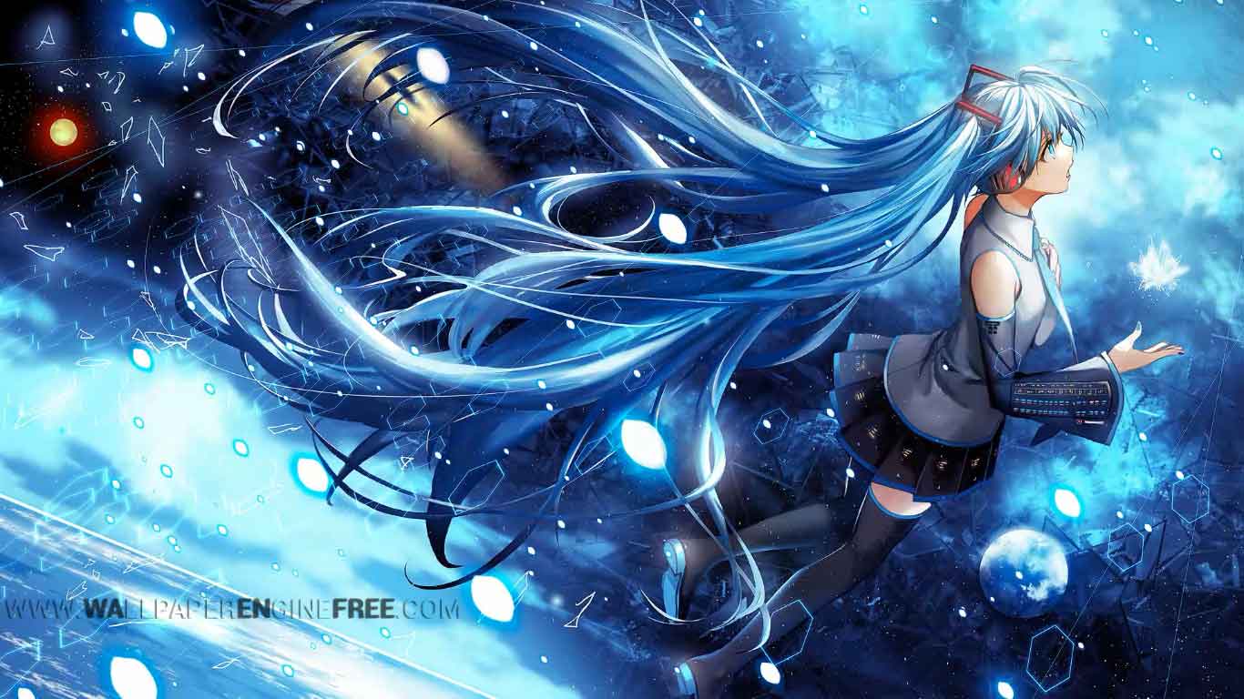 hatsune miku wallpaper,cg artwork,anime,sky,long hair,graphic design