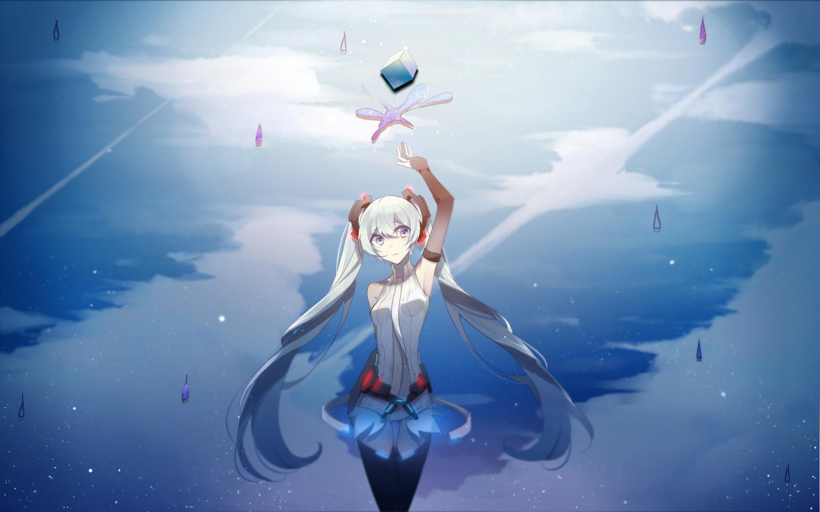 hatsune miku wallpaper,anime,cg artwork,sky,illustration,fictional character