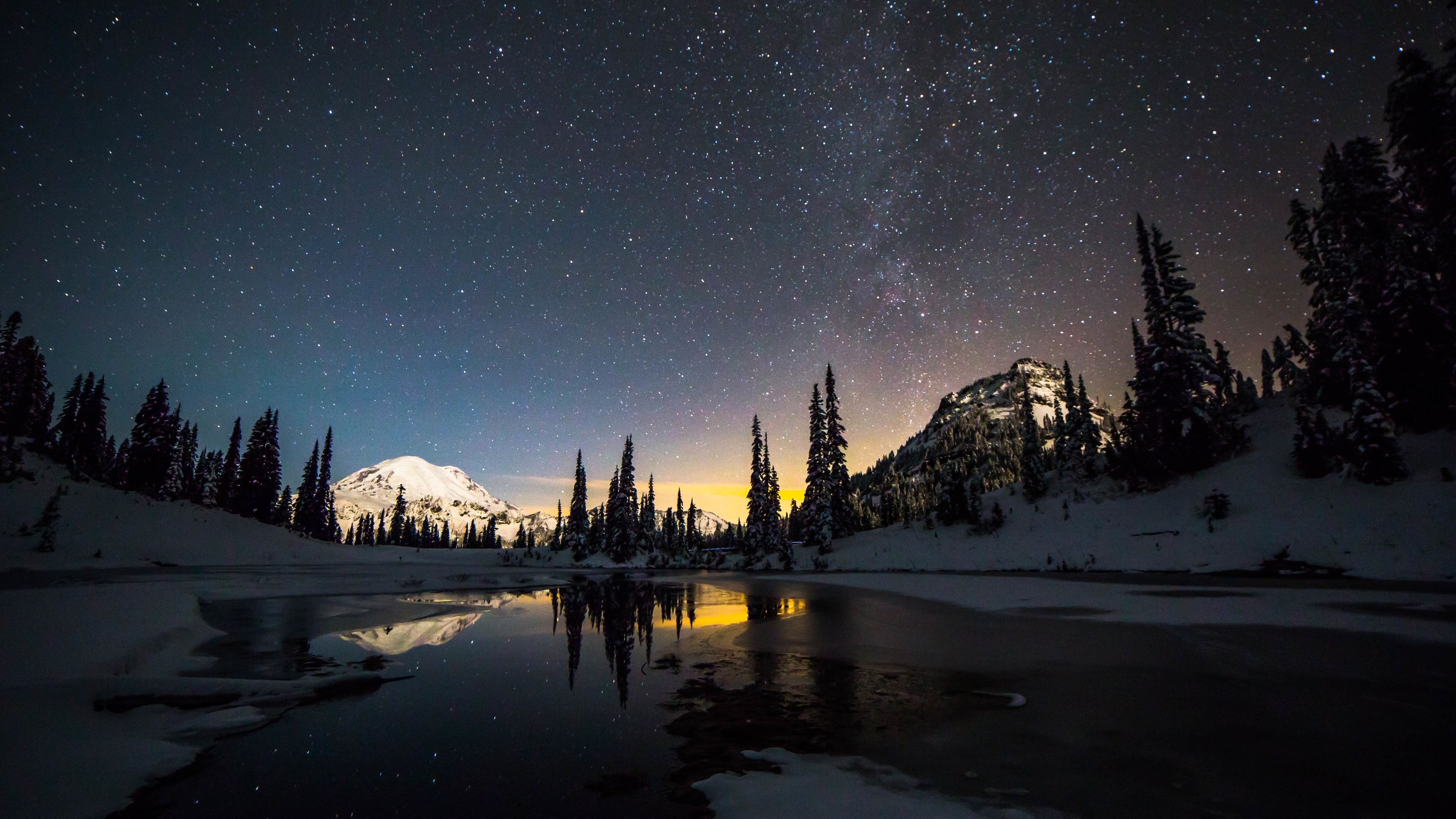 space wallpaper 4k,sky,nature,snow,winter,night