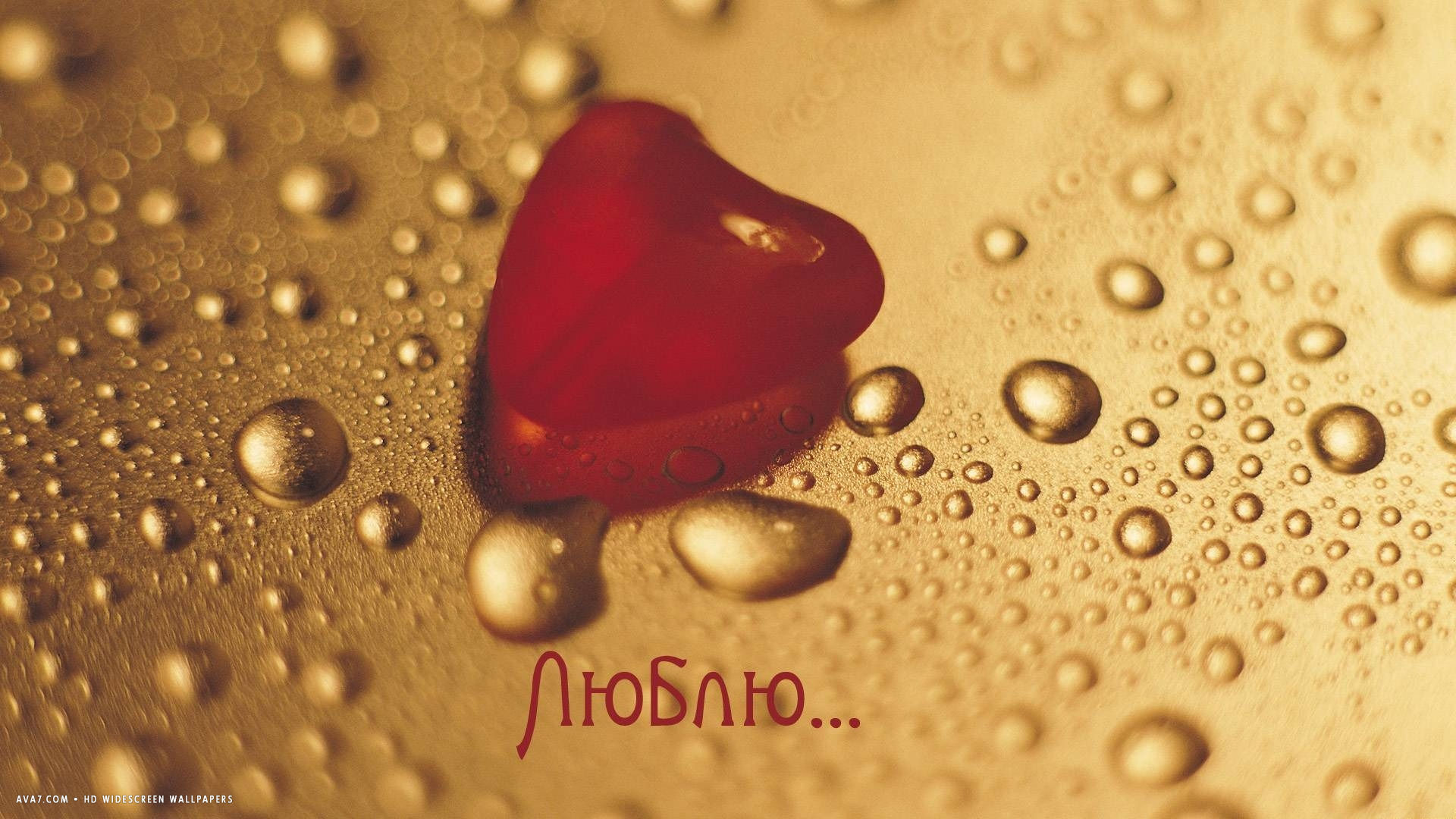 I Love You Russian Word Language Red Heart Water Drops - Ormacheppu