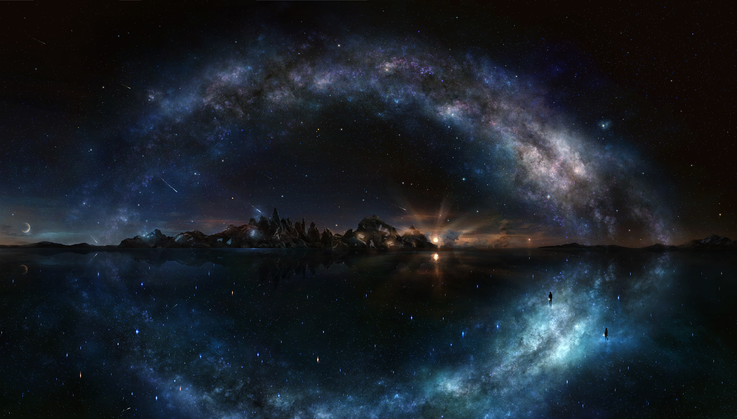 night sky wallpaper,sky,nature,outer space,galaxy,atmosphere