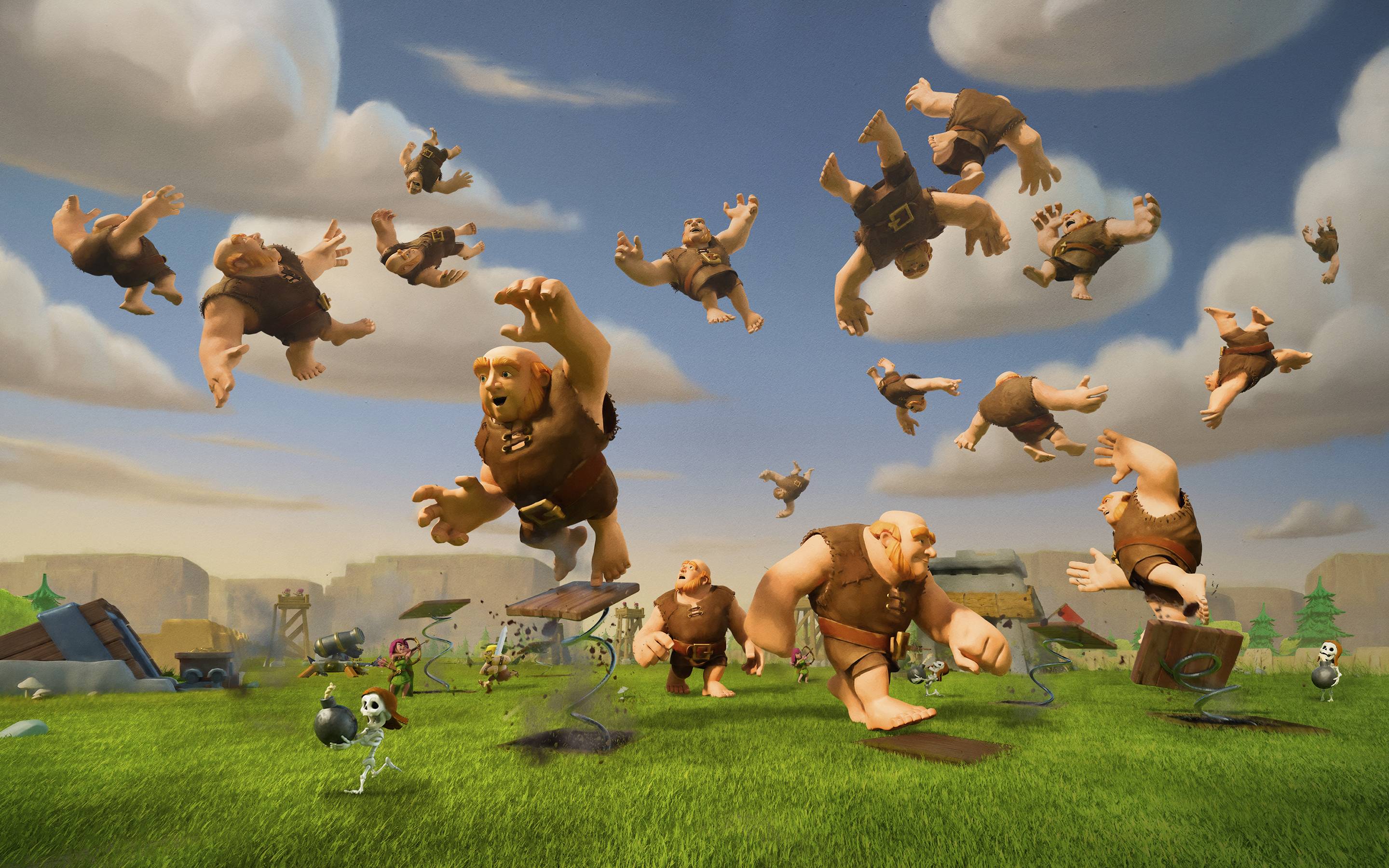 clash of clans wallpaper,animation,gras,wiese,erfundener charakter,spiele