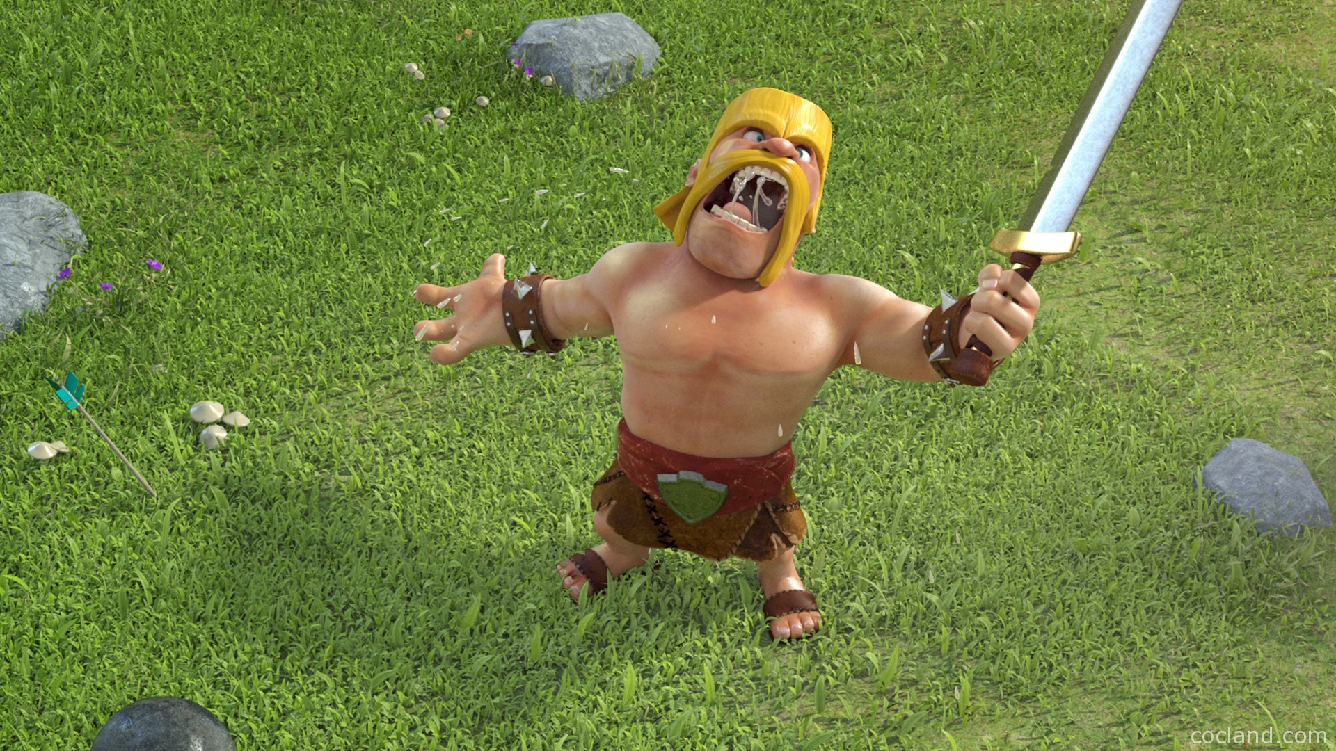 clash of clans wallpaper,grass,lawn,animation,fictional character,action figure
