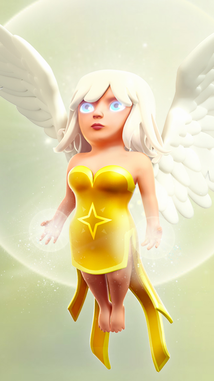 clash of clans wallpaper,angel,cartoon,animated cartoon,fictional character,cg artwork