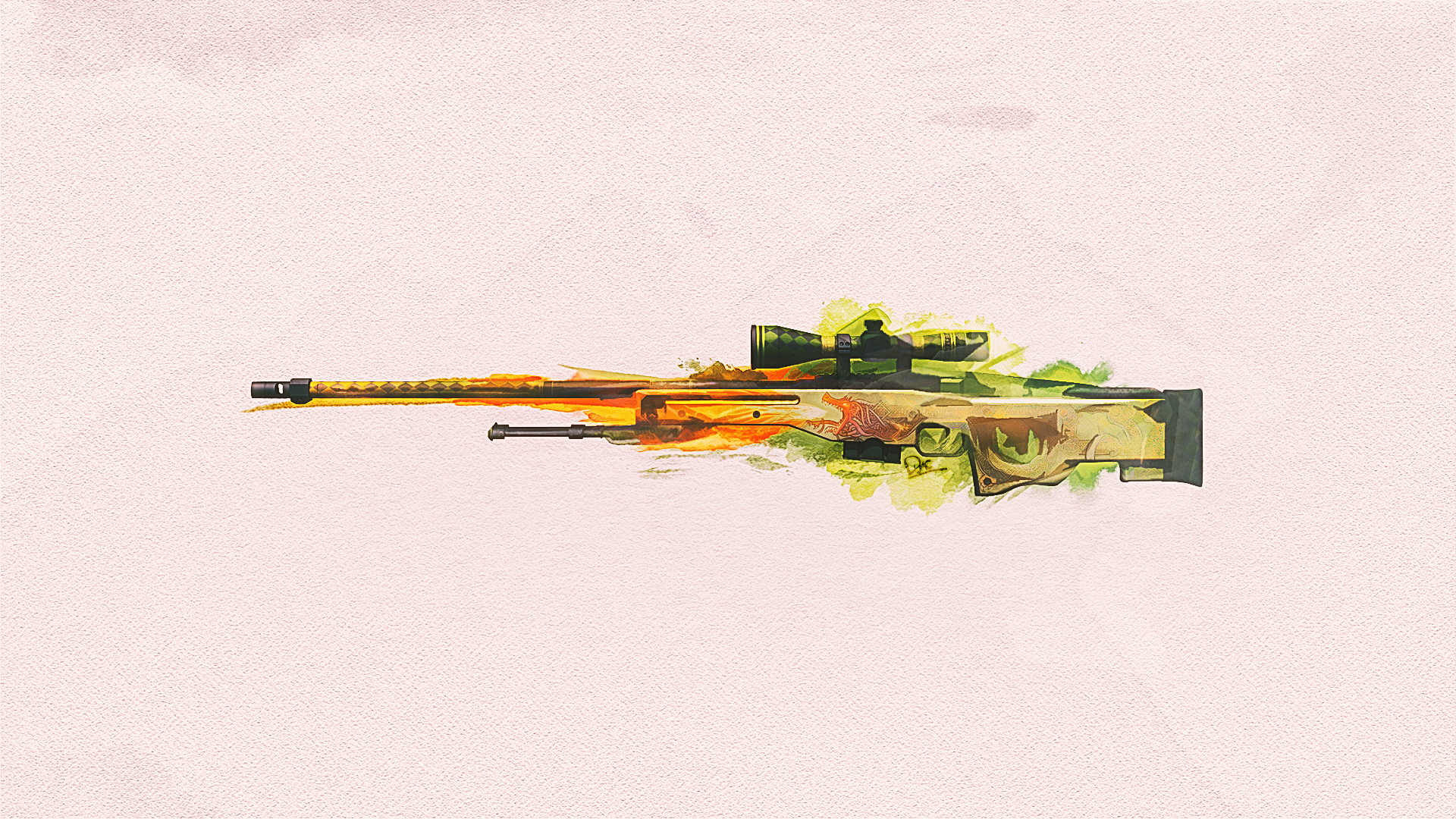 csgo wallpaper,yellow,watercolor paint,illustration,drawing,plant