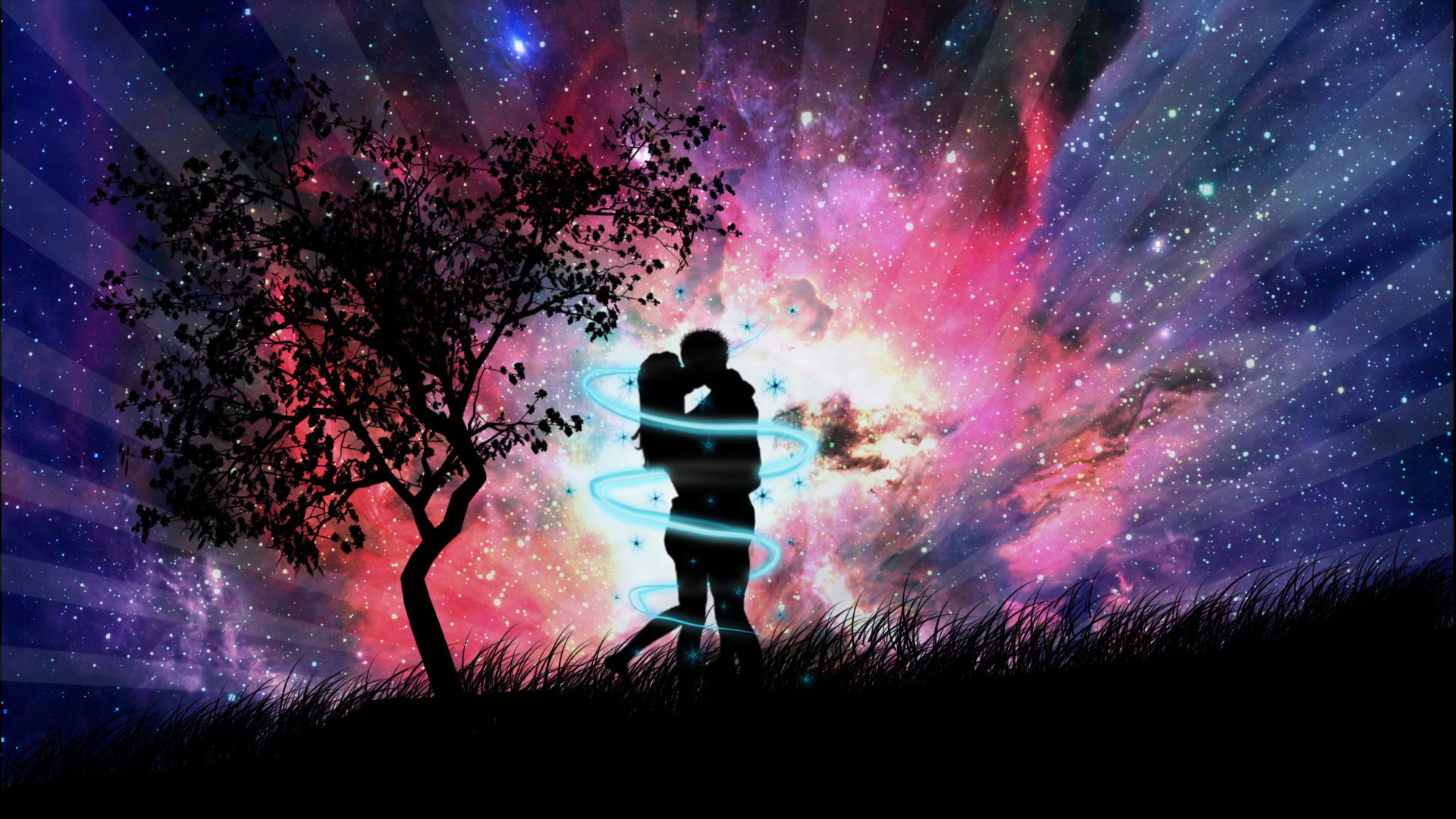 로맨틱 벽지 hd,하늘,제비꽃,보라색,분위기,우주