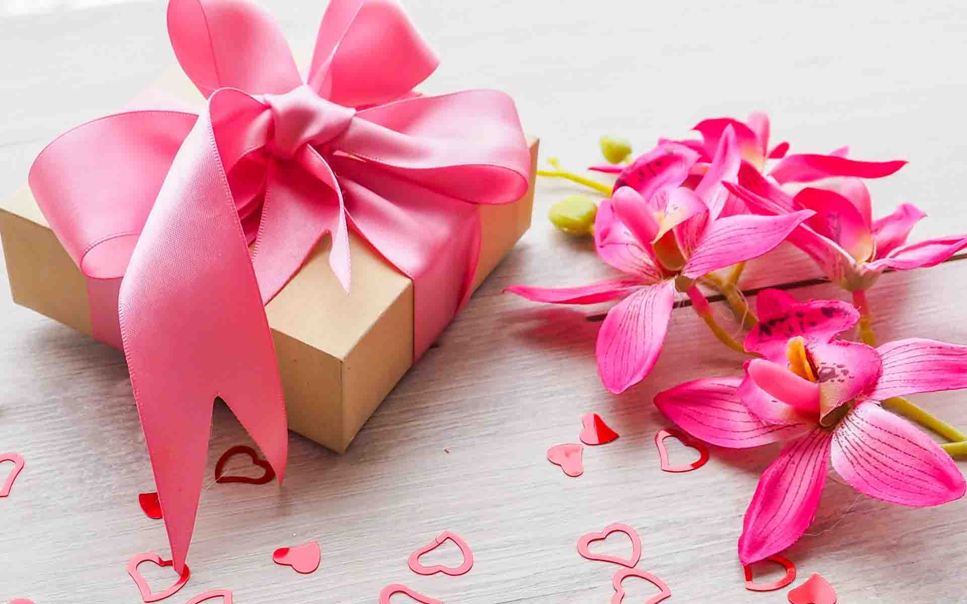 romantic wallpaper hd,pink,petal,ribbon,present,party favor