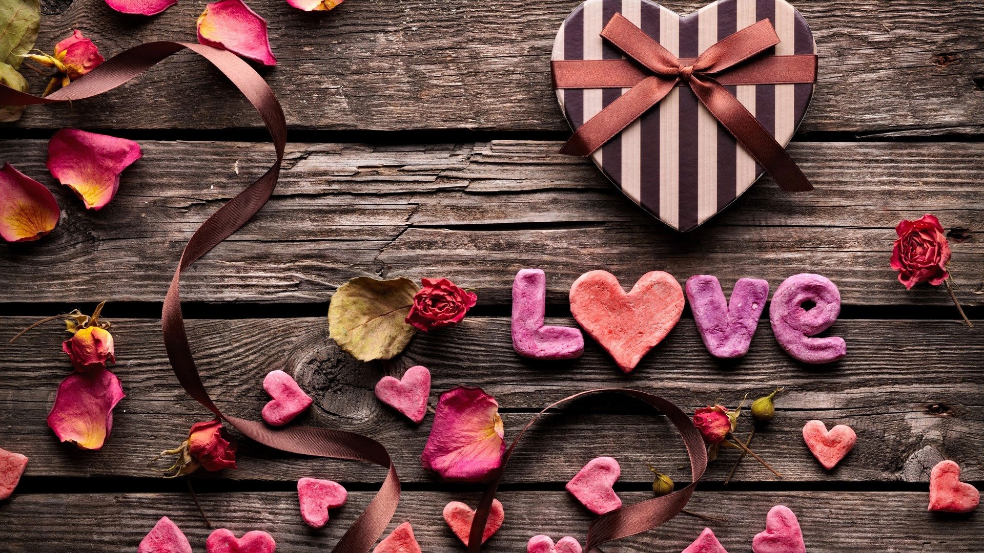romantic wallpaper hd,heart,pink,love,leaf,valentine's day