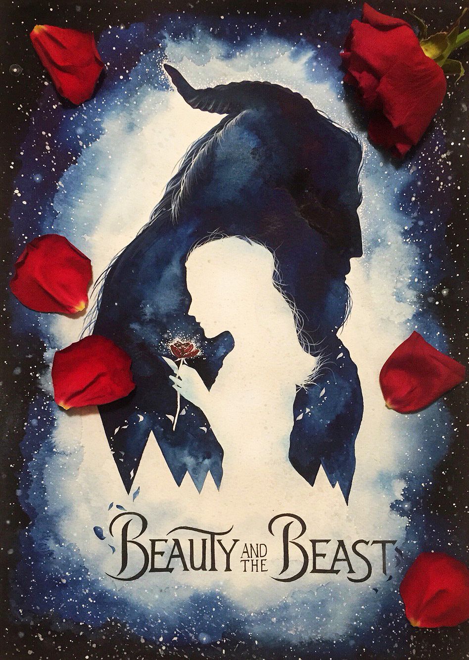 fondo de pantalla de la bella y la bestia,póster,ilustración,fuente,personaje de ficción,arte