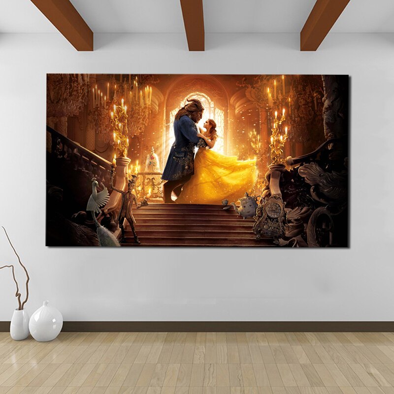beauty and the beast wallpaper,picture frame,room,yellow,painting,art