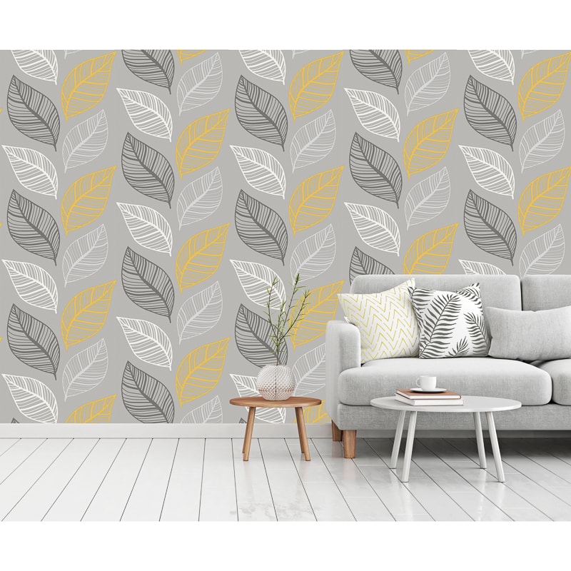 grey and yellow wallpaper,white,yellow,wallpaper,pattern,leaf