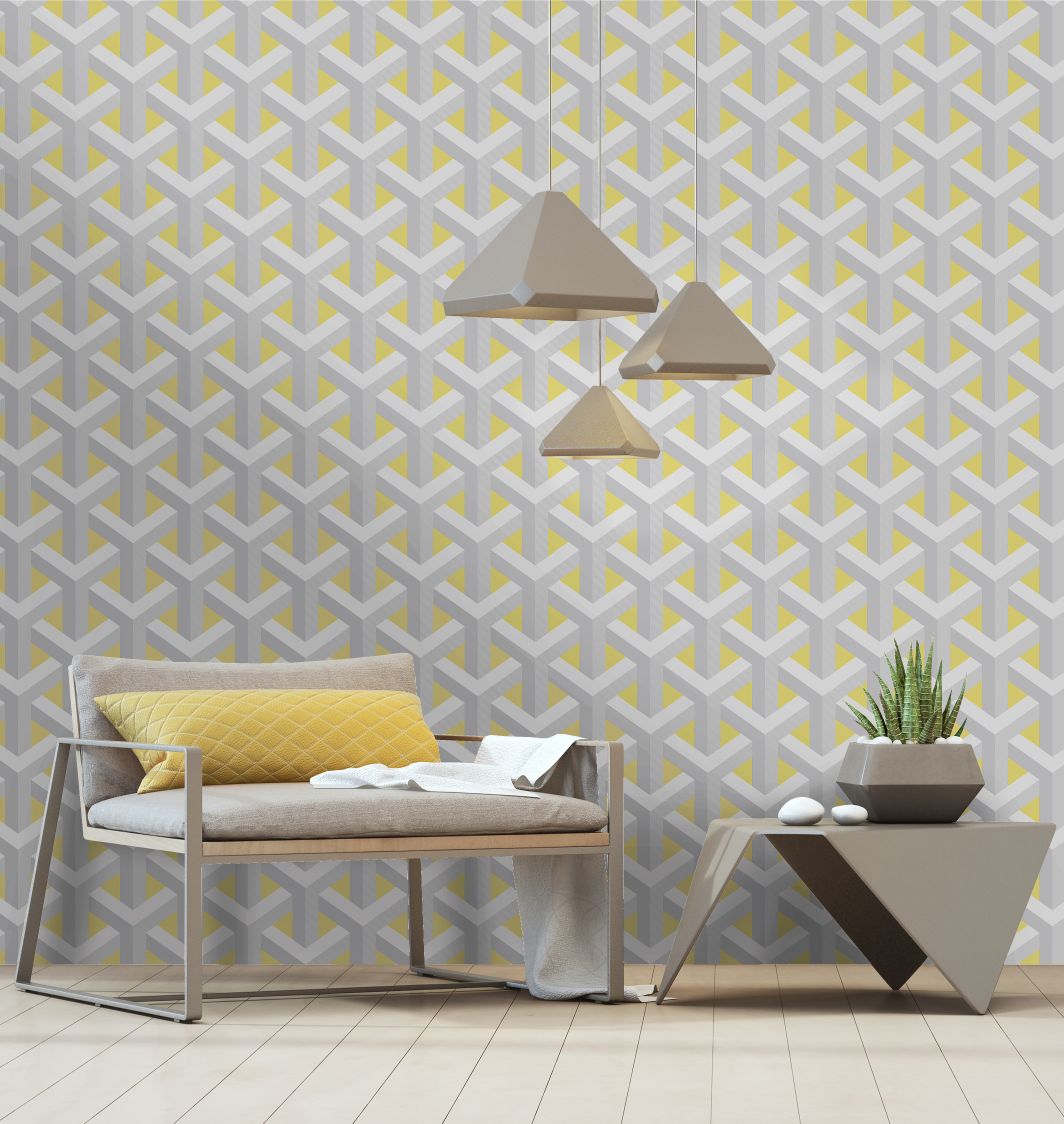 grey and yellow wallpaper,wall,wallpaper,tile,yellow,floor (18038