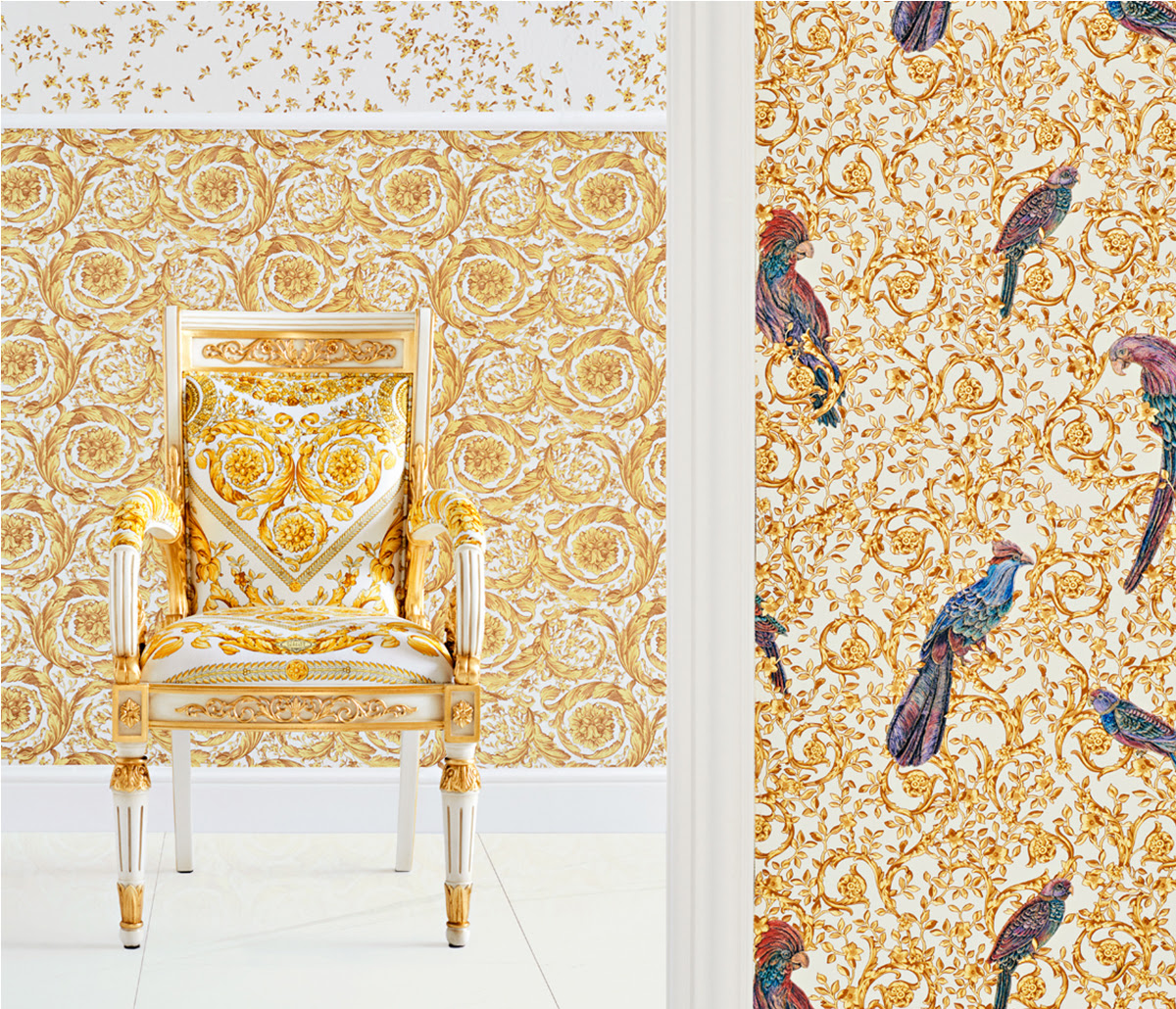 versace wallpaper,wallpaper,yellow,wall,room,chair