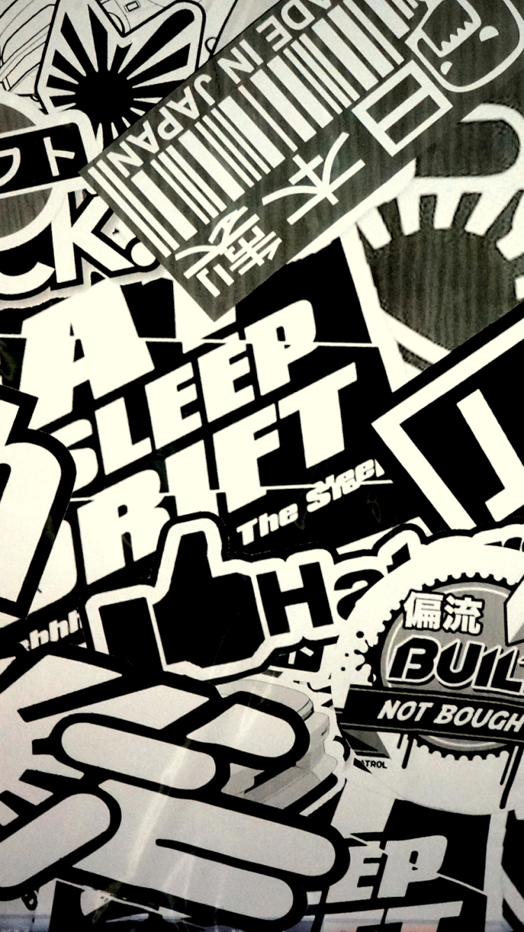 sticker wallpaper,font,text,black and white,monochrome,pattern