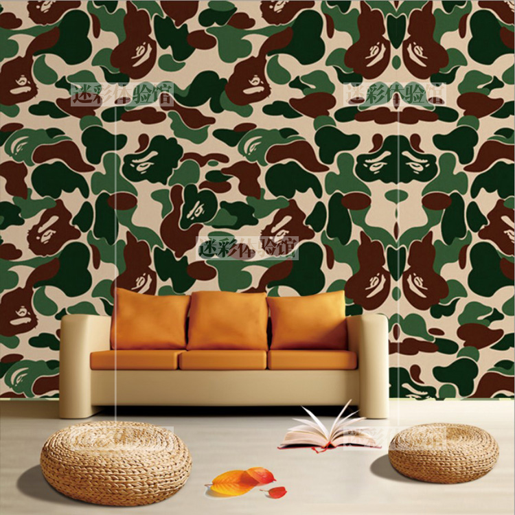 bape wallpaper,green,living room,wallpaper,interior design,orange