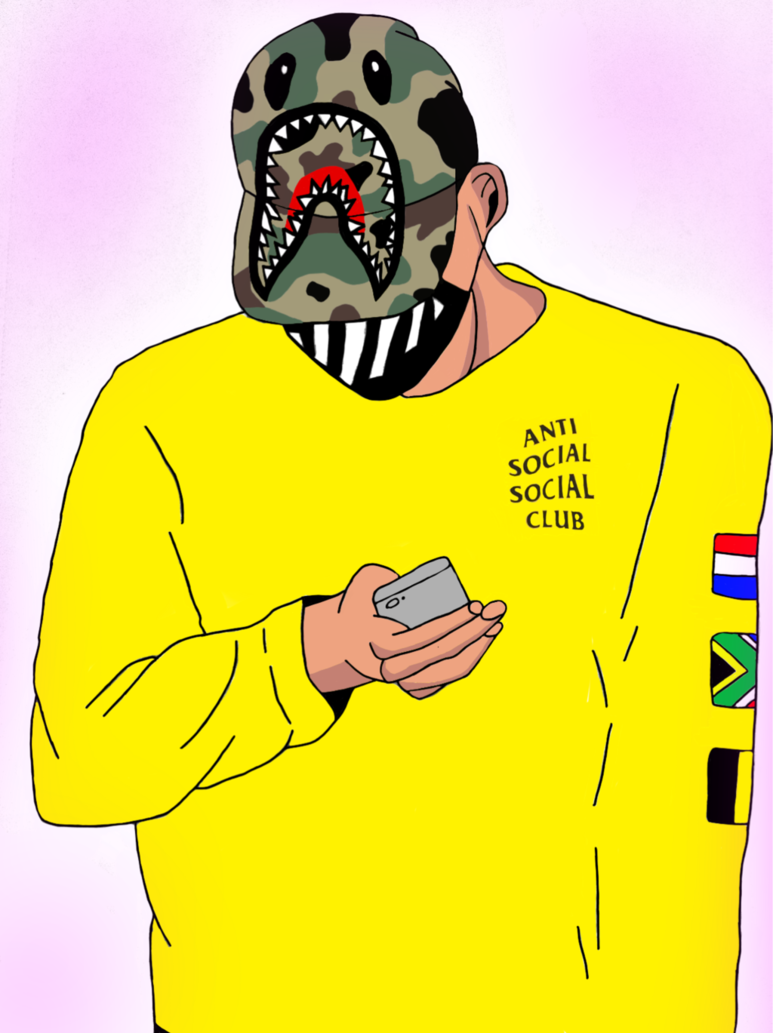 fondo de pantalla de hypebeast,dibujos animados,amarillo,ilustración,camiseta,personaje de ficción